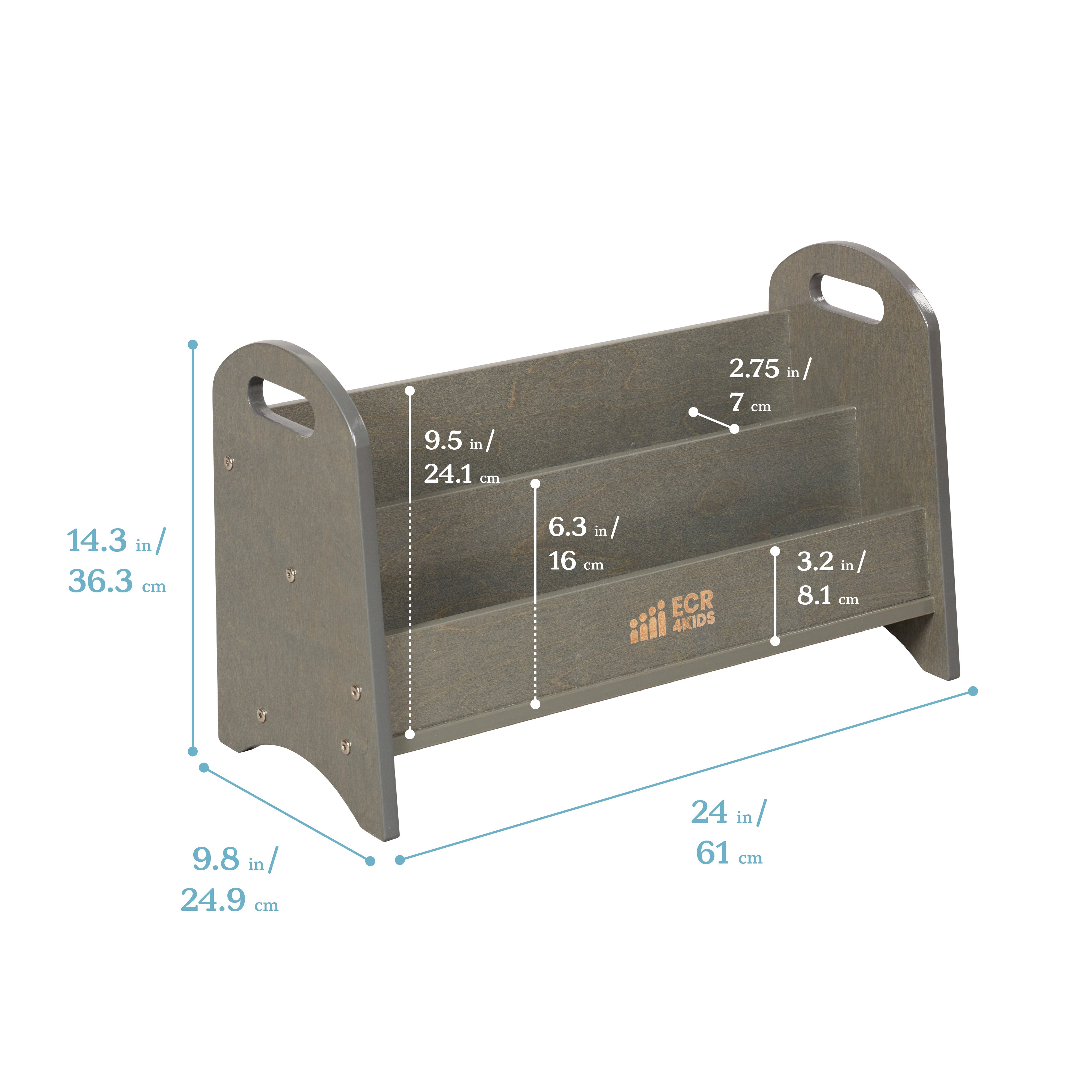 2-Shelf Tabletop Book Display with Handles