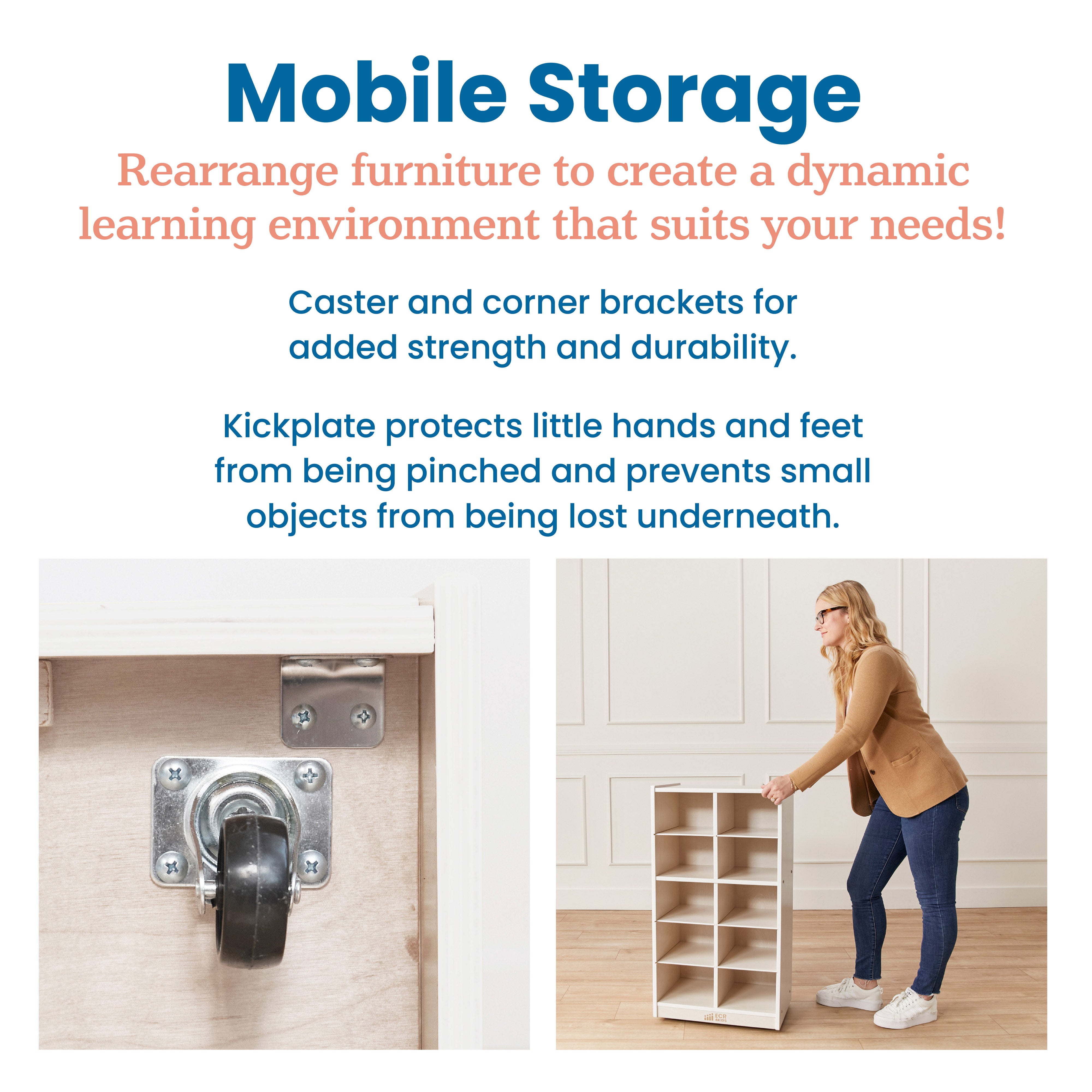 10 Cubby Mobile Tray Storage Cabinet, 5x2