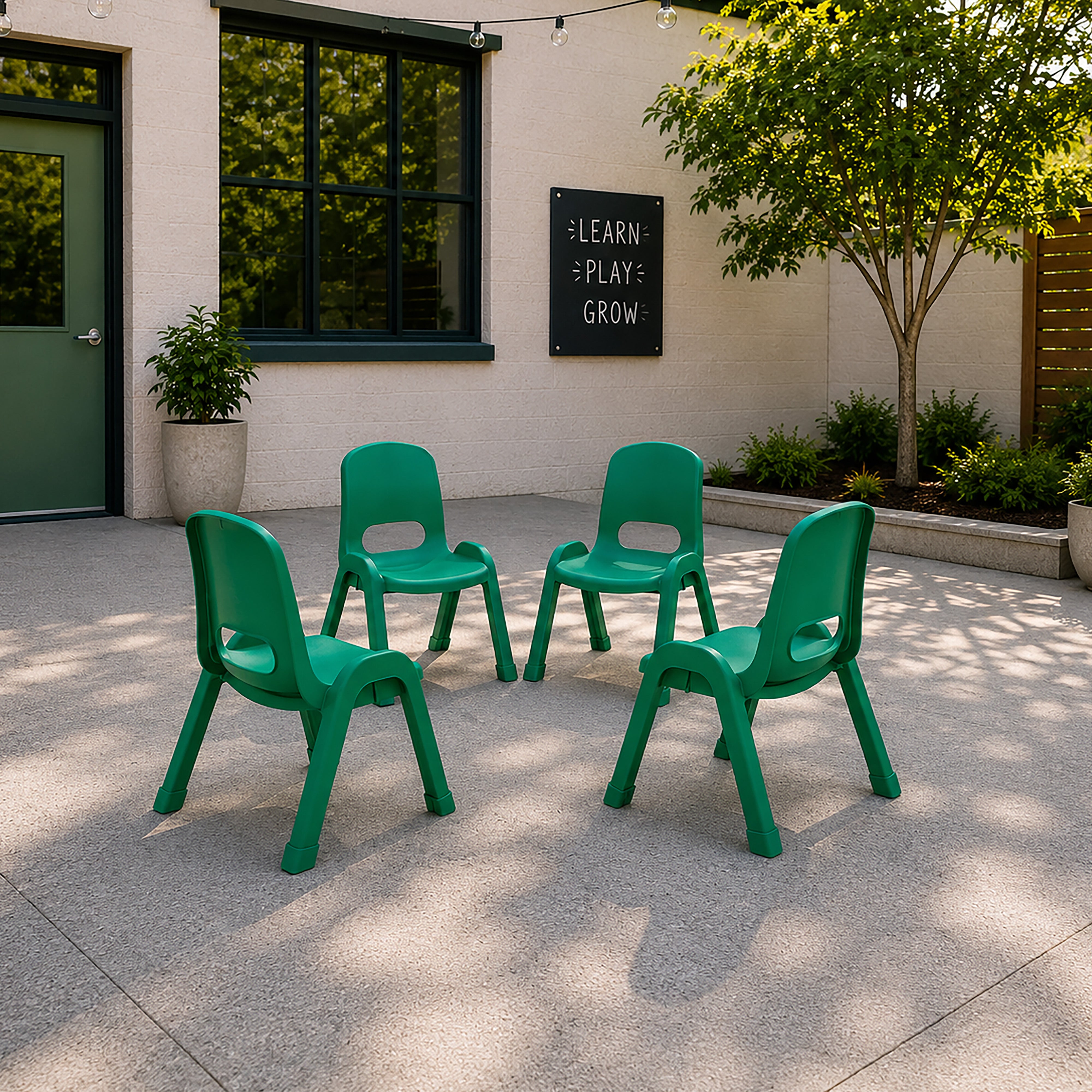 SitRight Plastic Stackable Chair, 11in Seat Height, 4-Pack