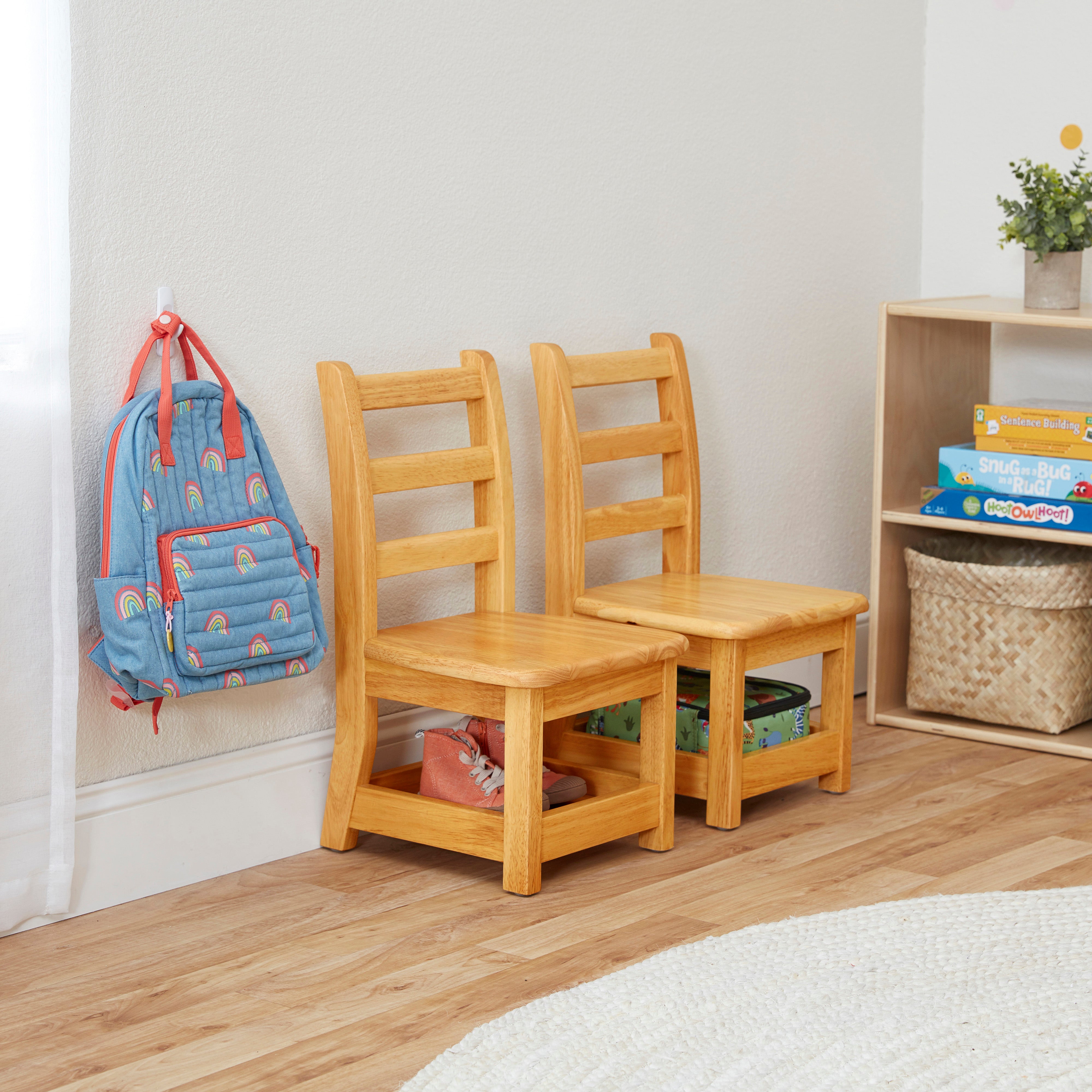 Three Rung Ladderback Chair with Storage, 2-Pack - Assembled