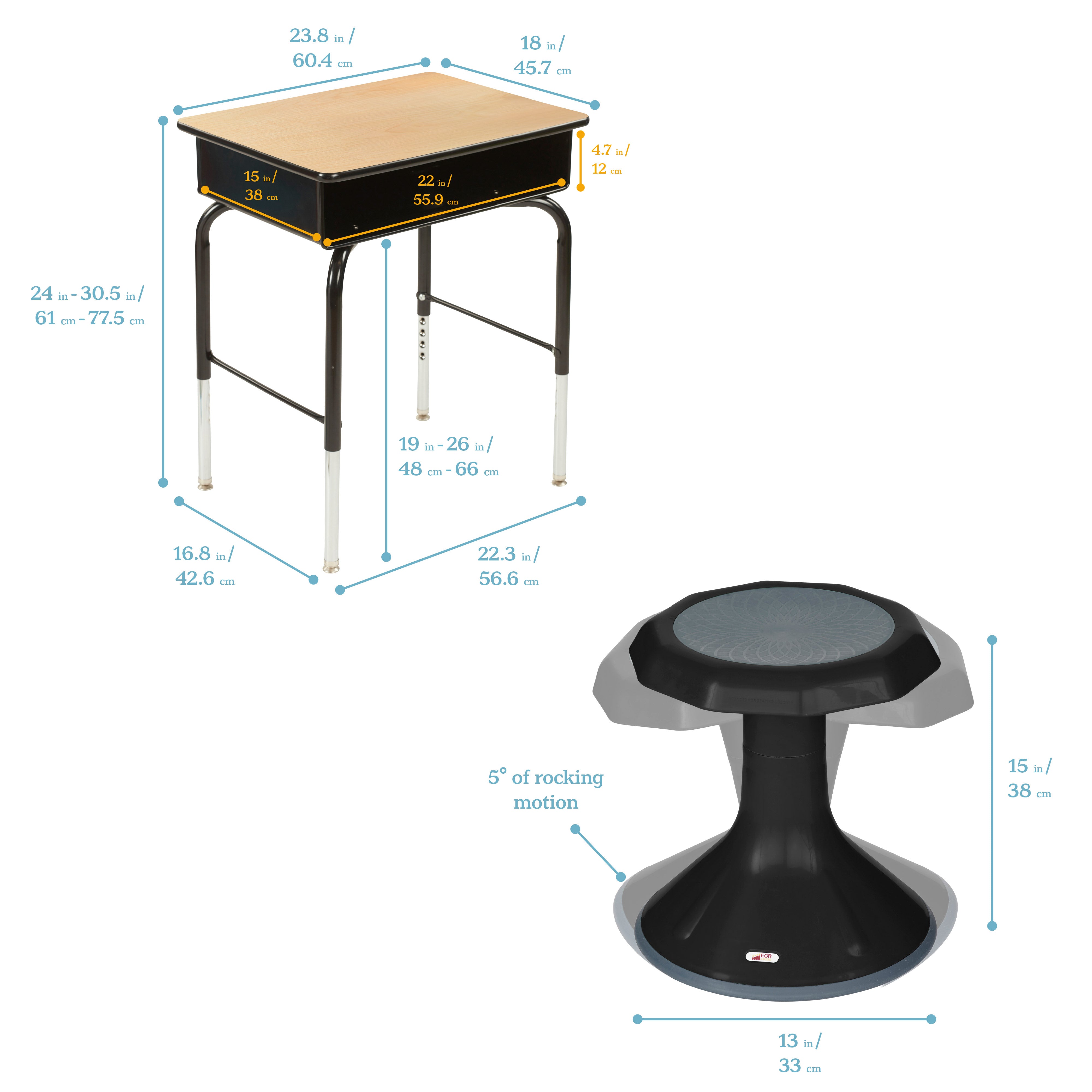 Classroom Package with Open Front Desks and ACE Stools