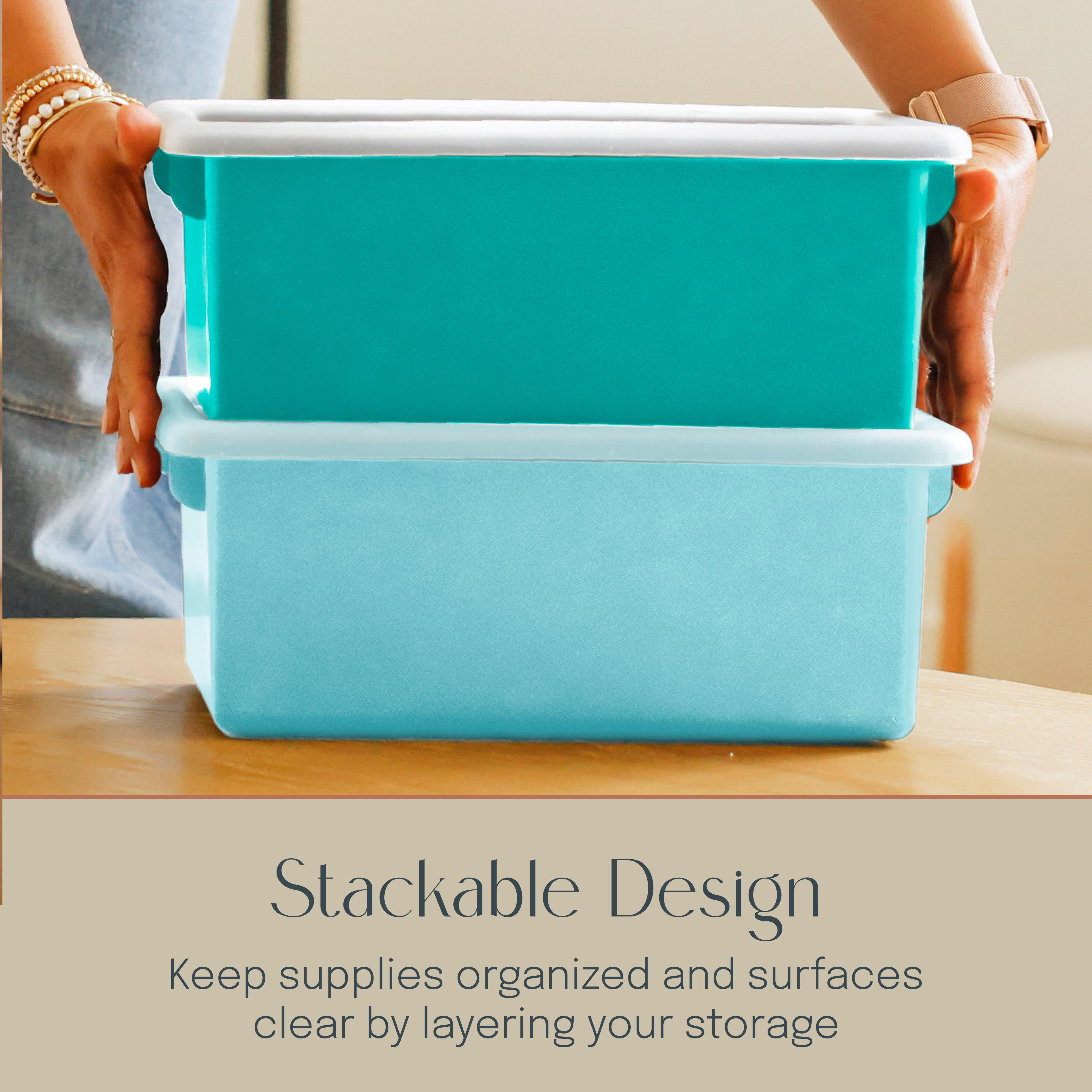 Cubby Storage Bins with Non-Snap Lids, 10-Piece