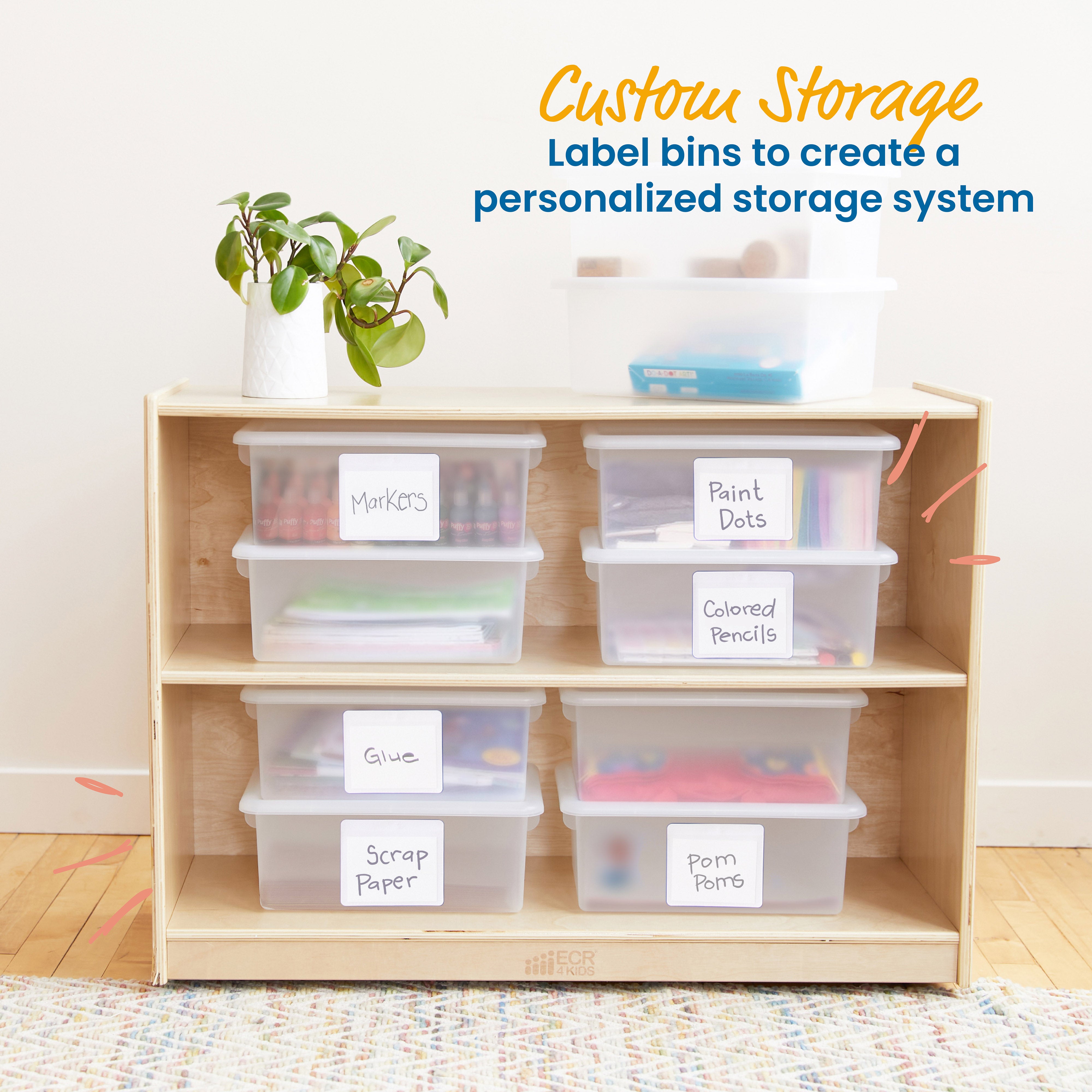 Cubby Storage Bin with Lid, 10-Piece