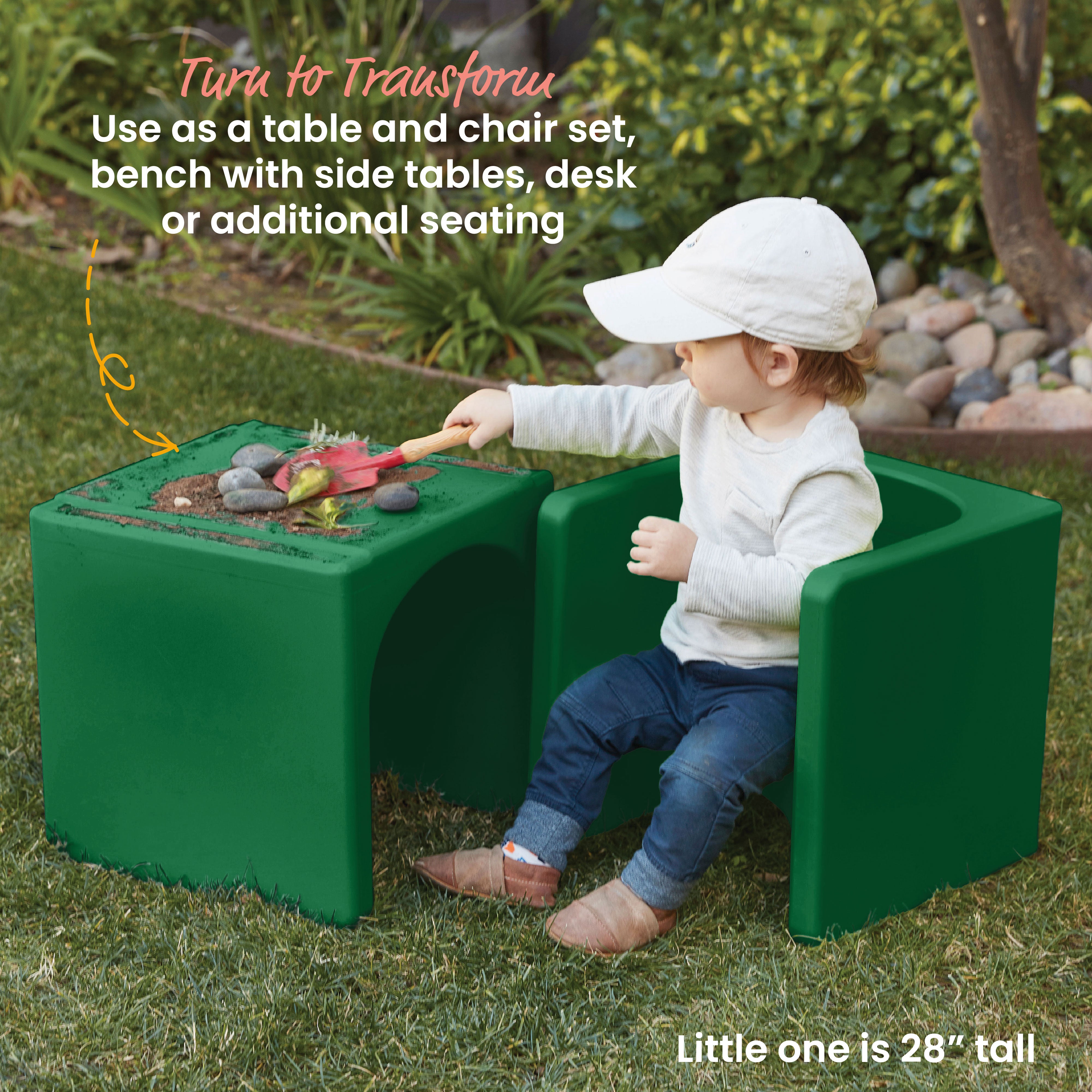 Tri-Me Table and Cube Chair Set, 3-Piece