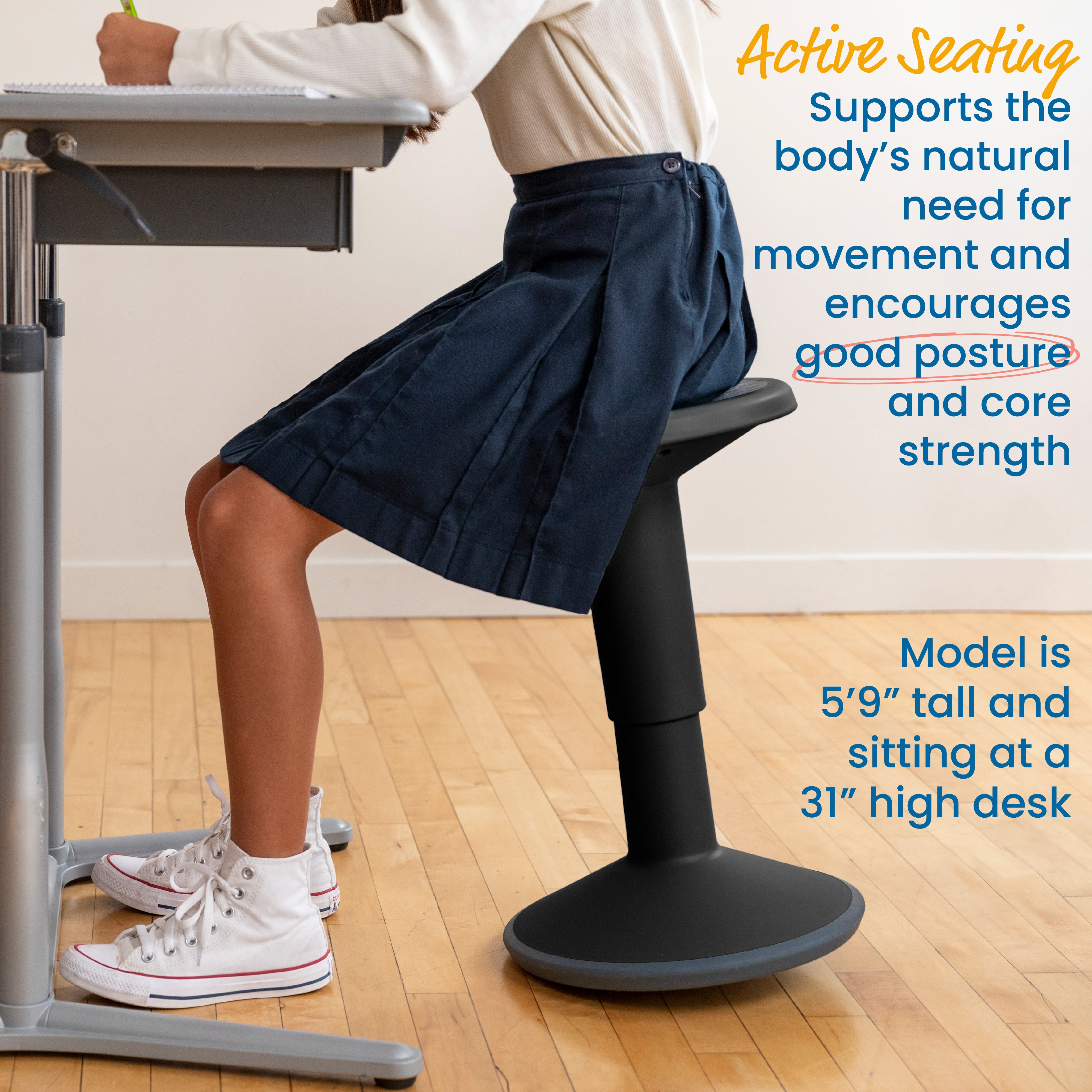 SitWell Wobble Stool, Adjustable Height