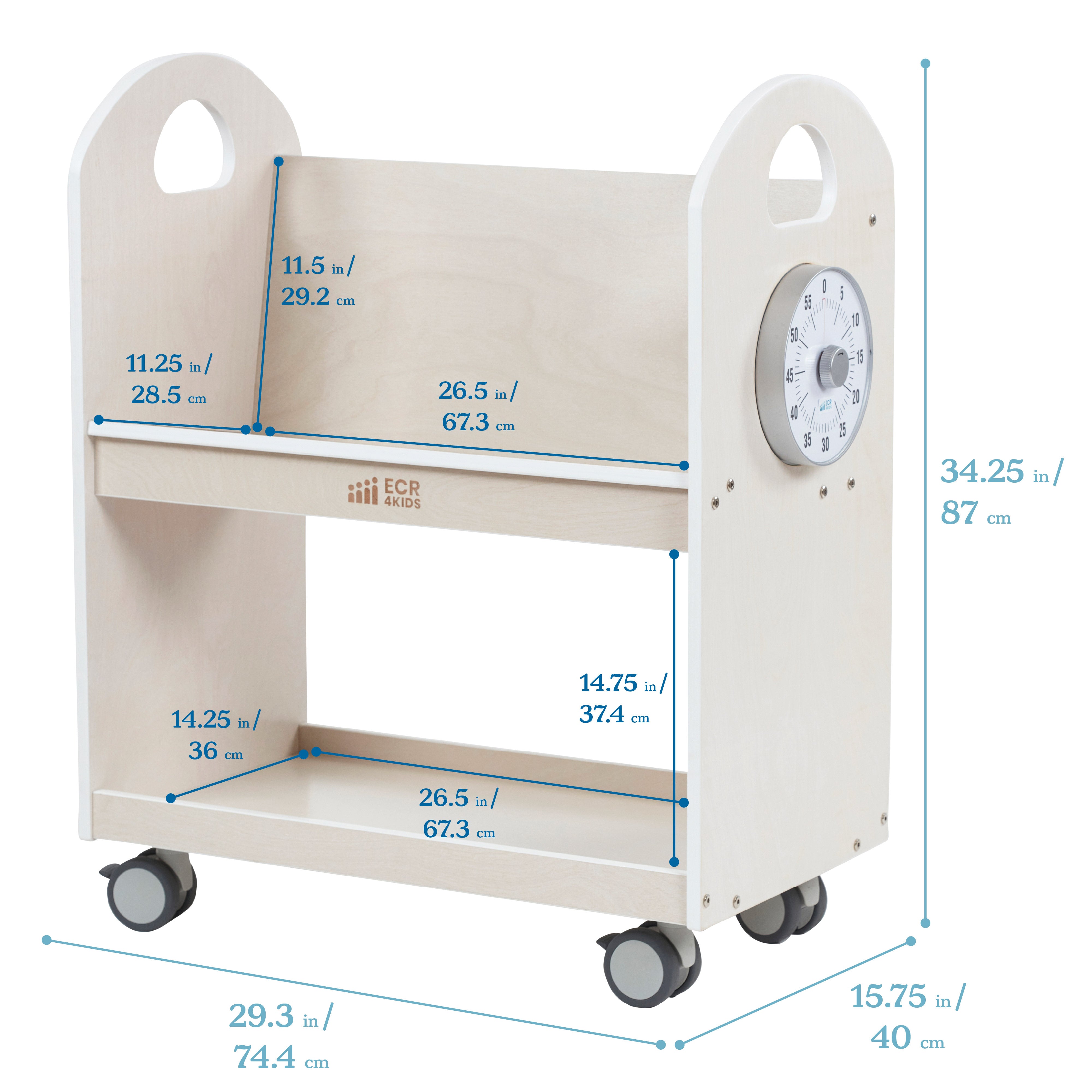 Mobile Book Cart with Countdown Timer and Storage