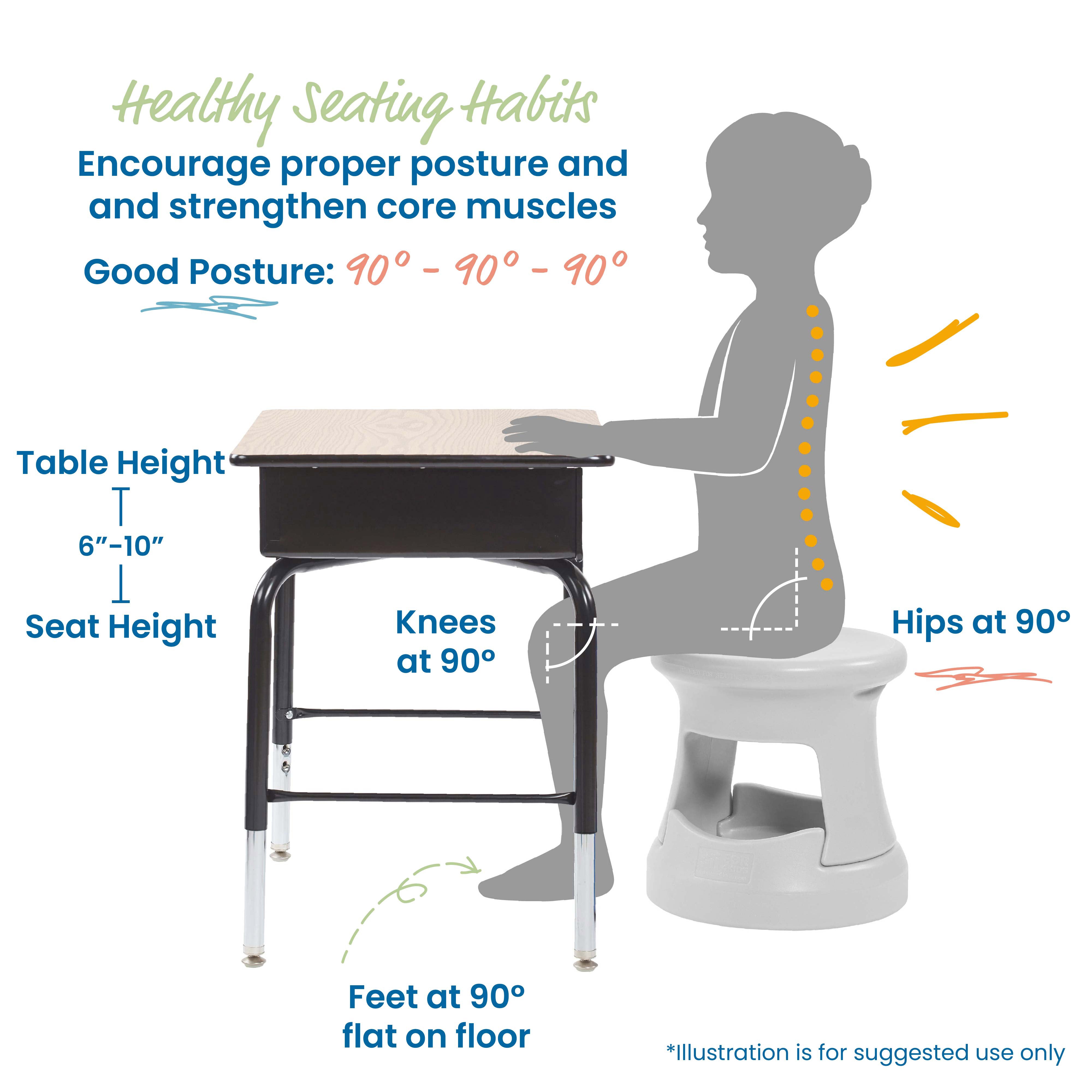 Storage Wobble Stool, 15in Seat Height