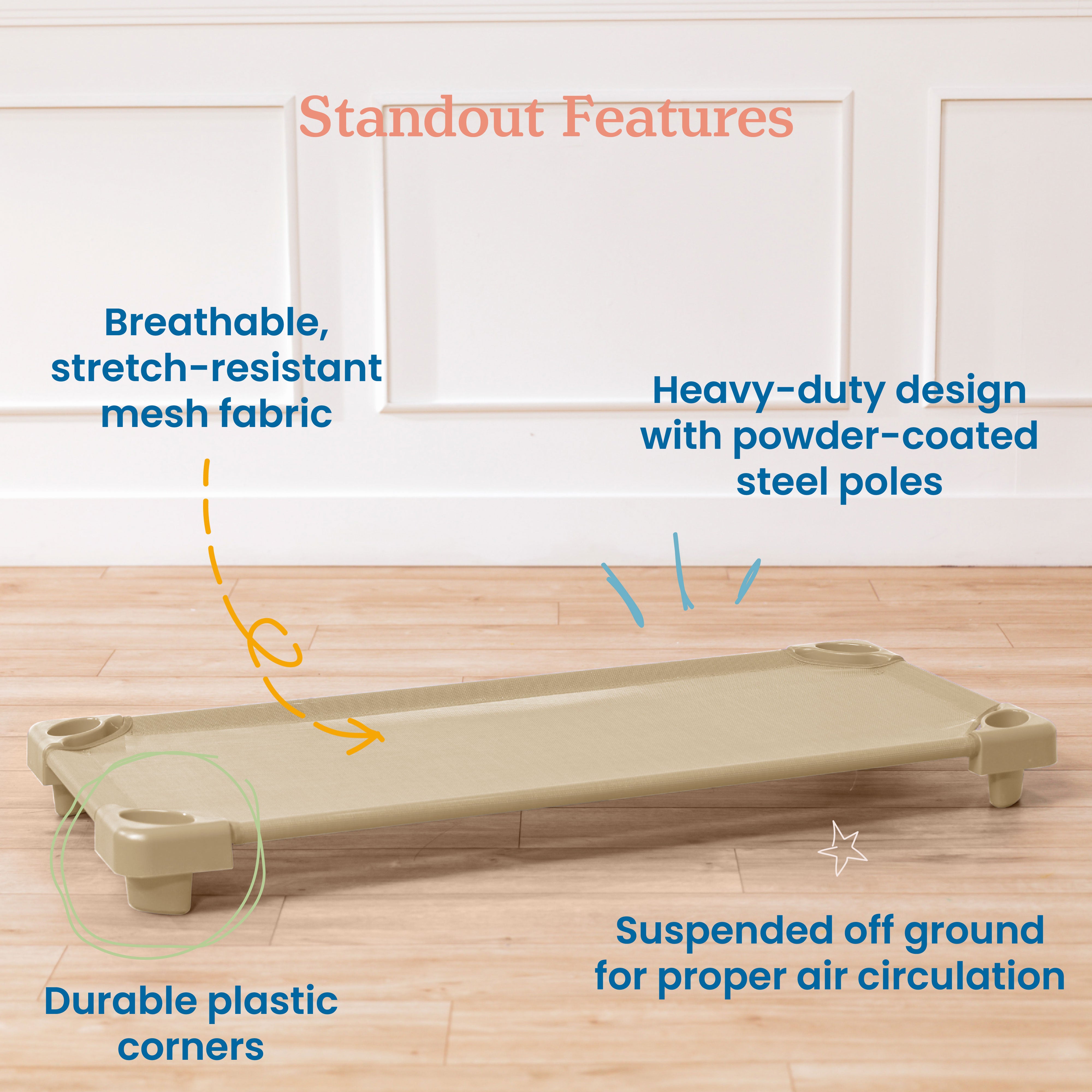 Stackable Kiddie Cot, Ready-to-Assemble, Standard Size, 6-Pack