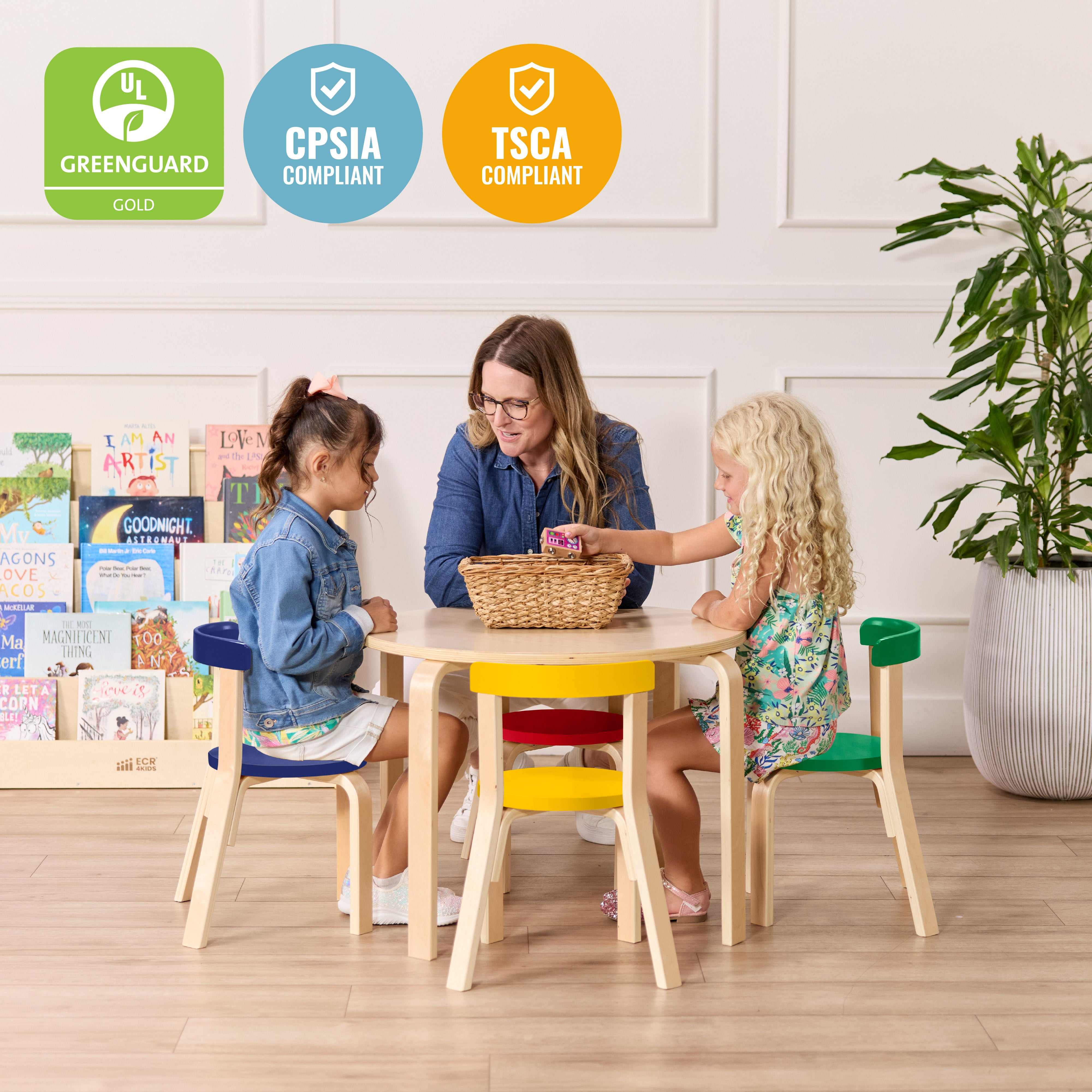 Bentwood Table and Curved Back Chair Set, 5-Piece