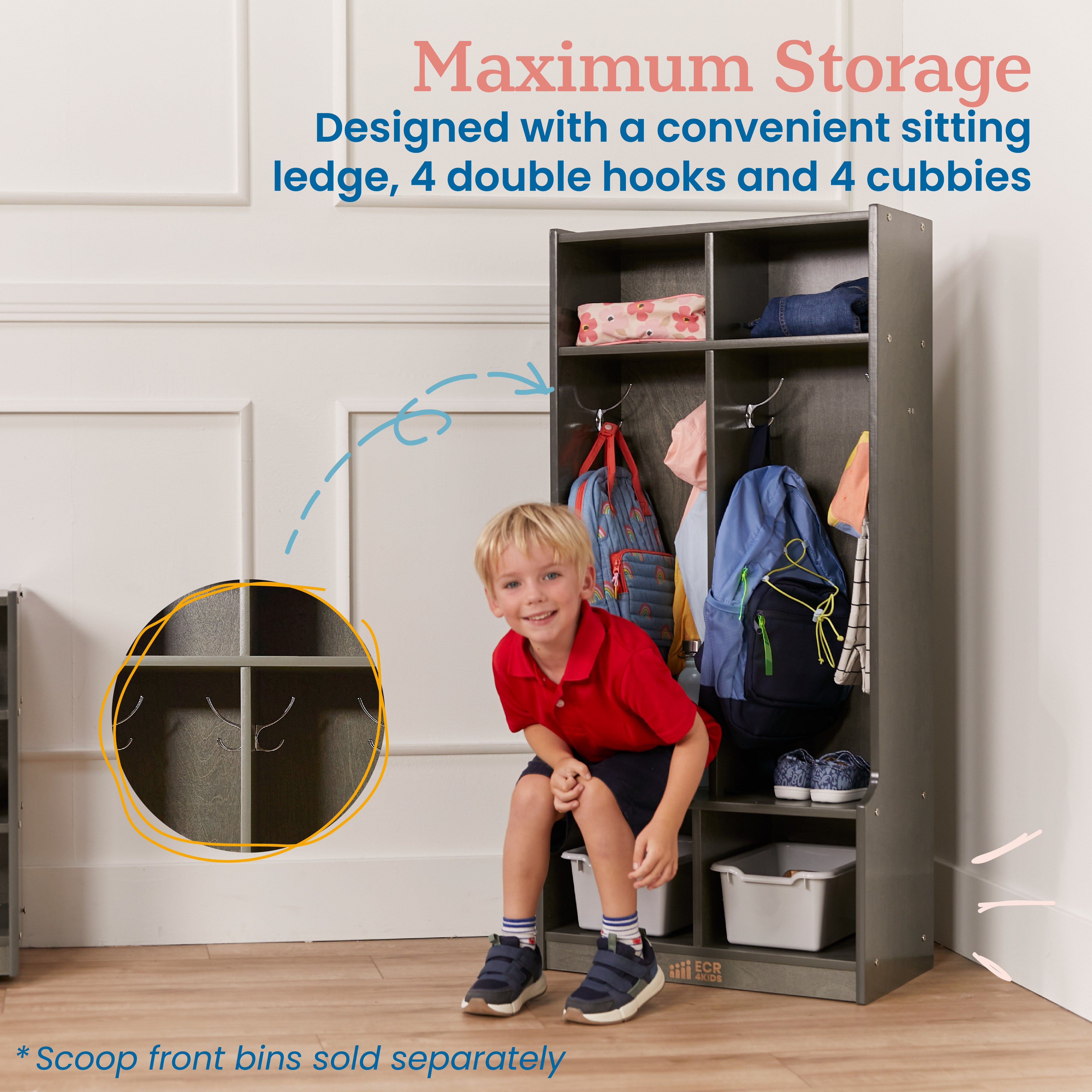 2-Section Coat Locker with Bench