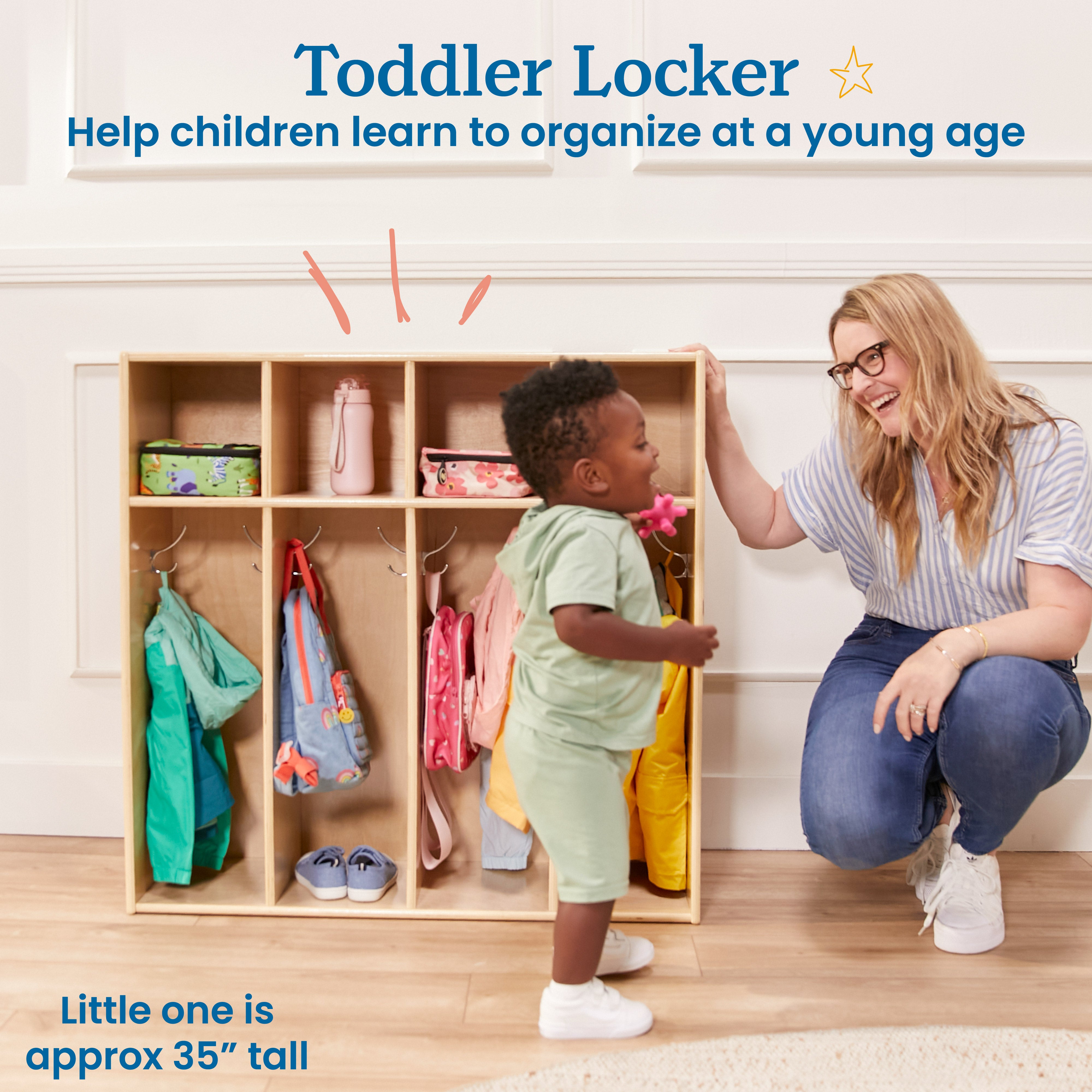 Streamline 4-Section Toddler Coat Locker with Cubby Storage