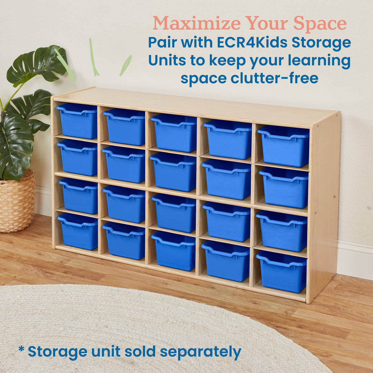 Scoop Front Plastic Storage Bins, 20-Piece
