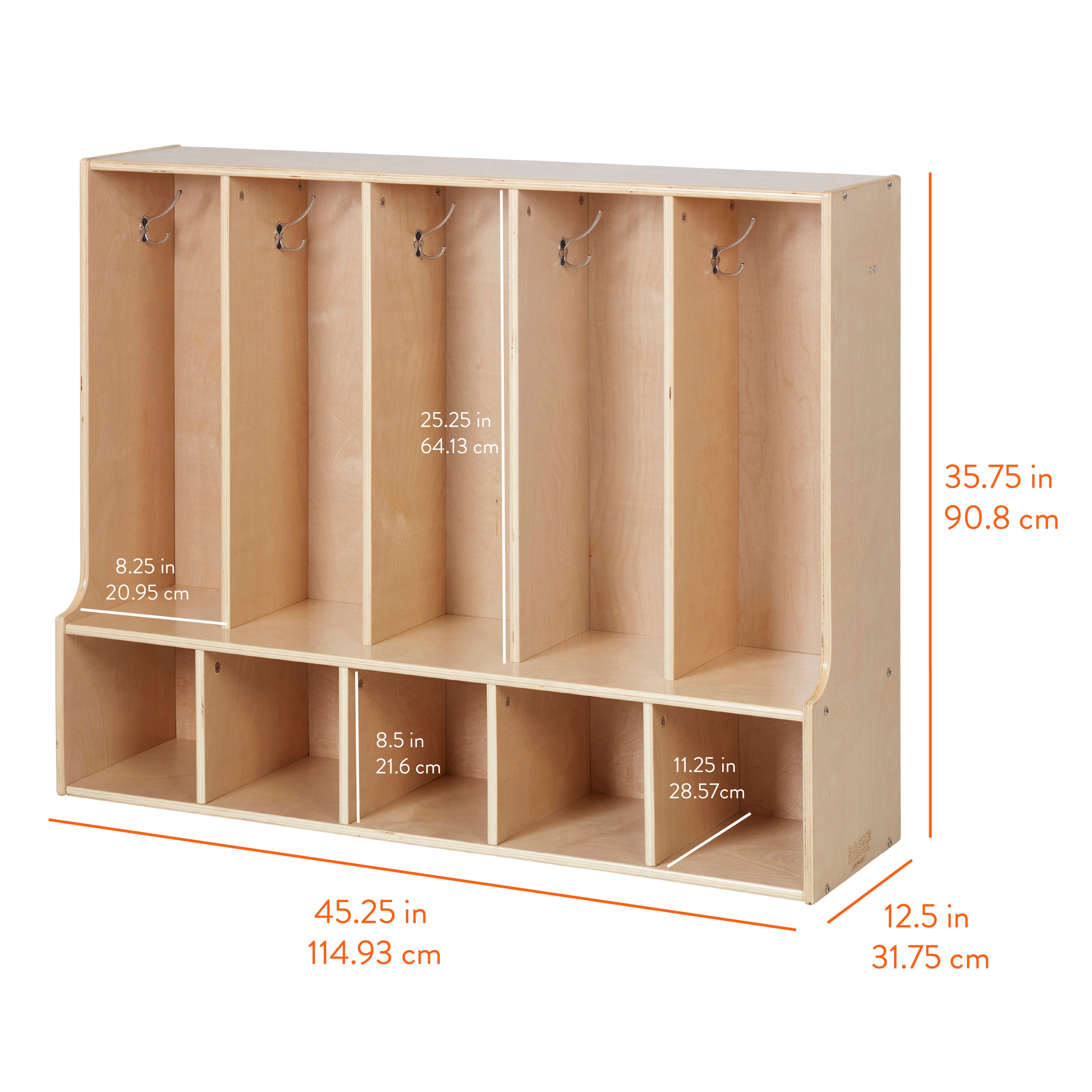 Sleekline 5-Section Toddler Coat Locker with Bench