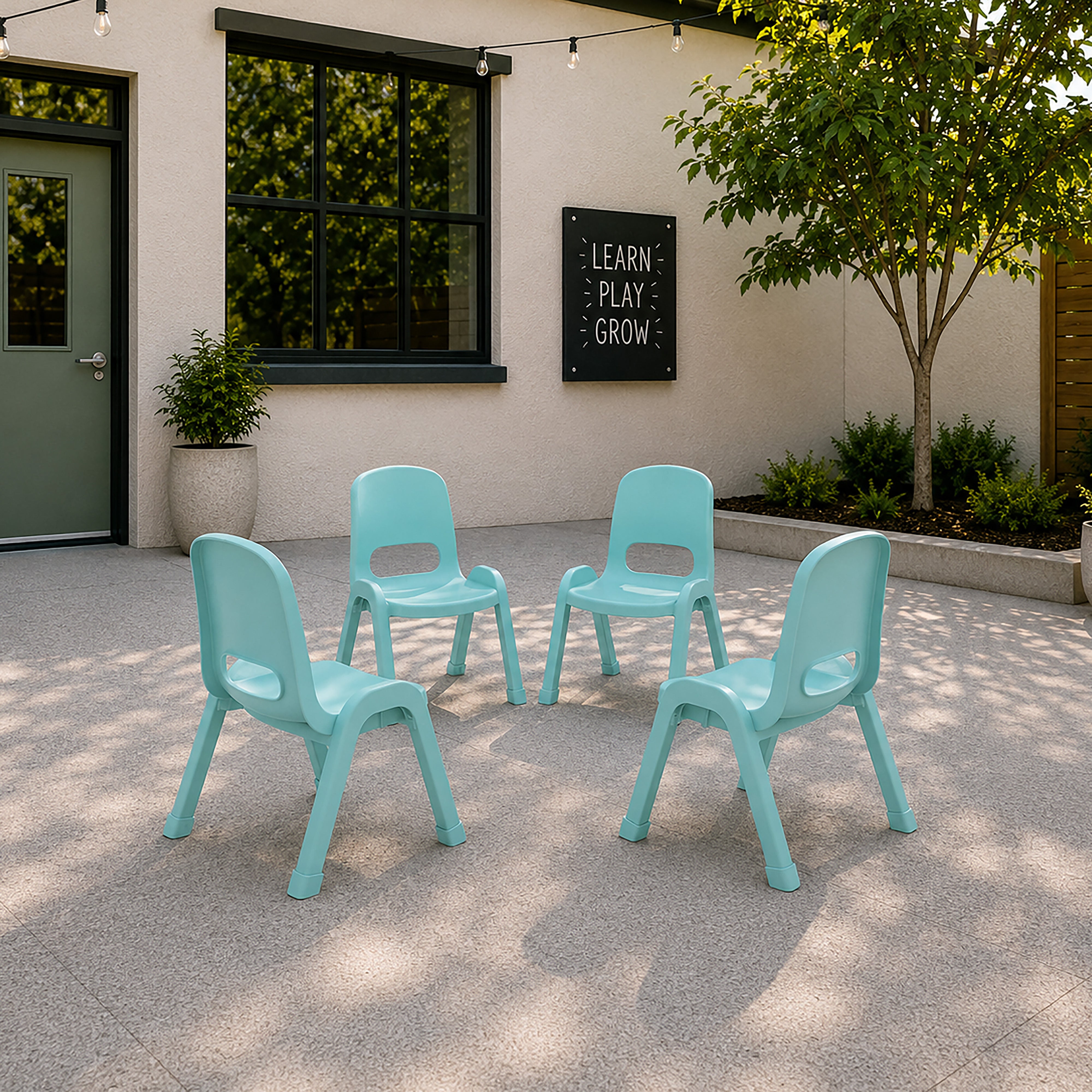 SitRight Plastic Stackable Chair, 11in Seat Height, 4-Pack