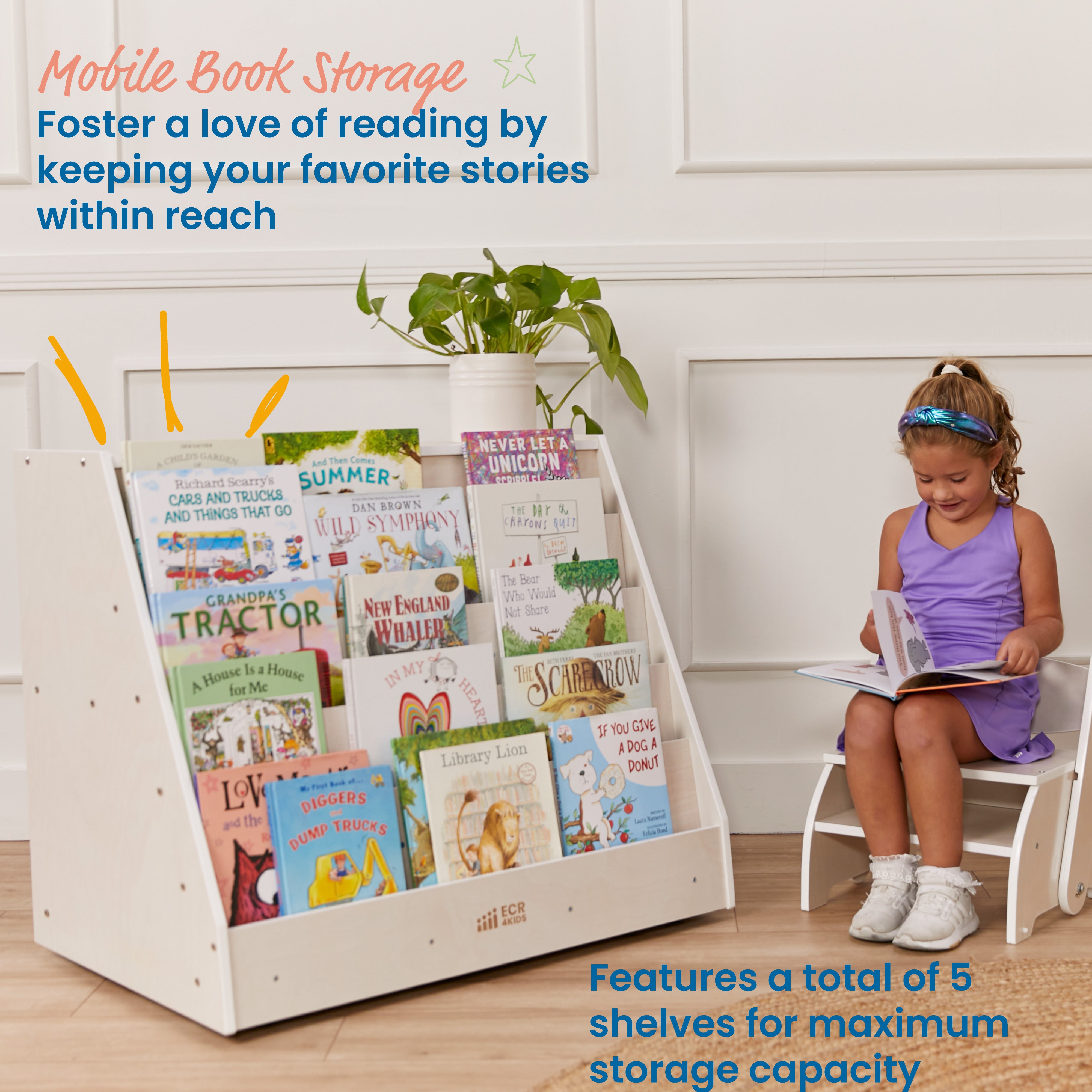 Double-Sided Mobile Book Display with Storage