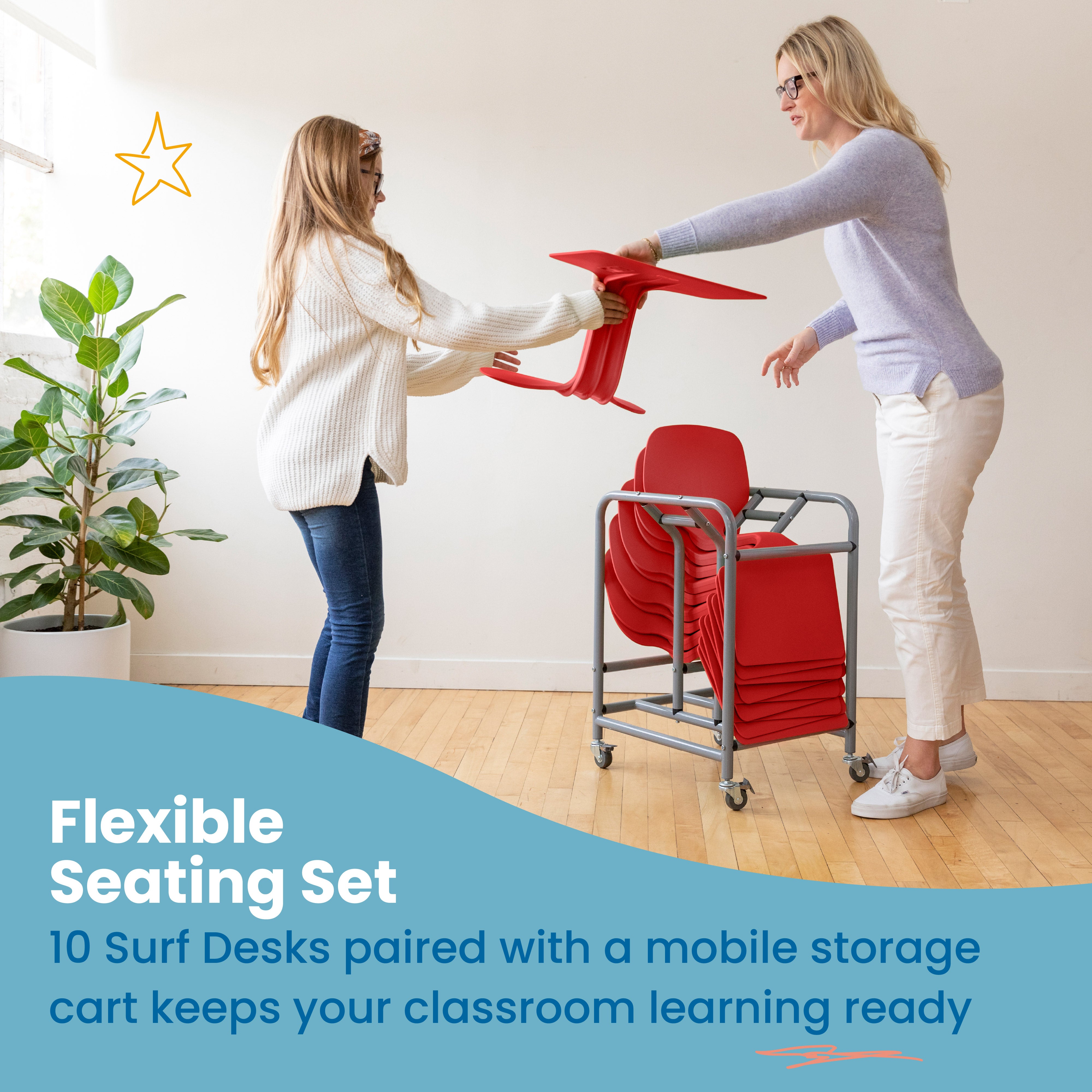 The Surf Portable Lap Desk with Mobile Storage Cart, 10-Pack