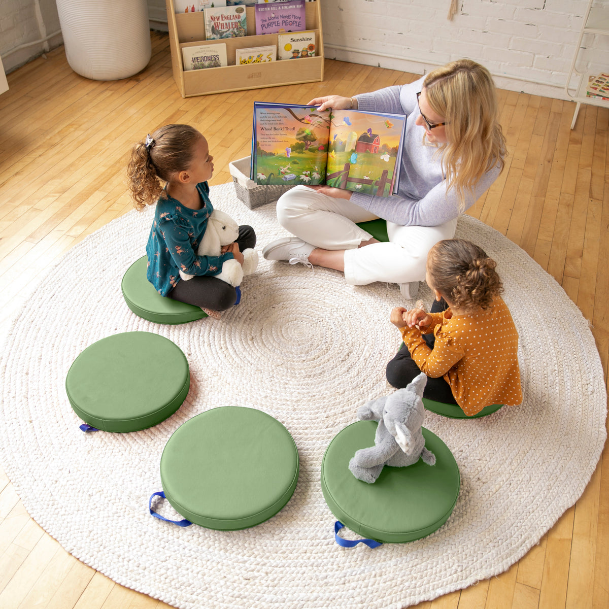 Round Floor Cushions with Handles, 6-Piece