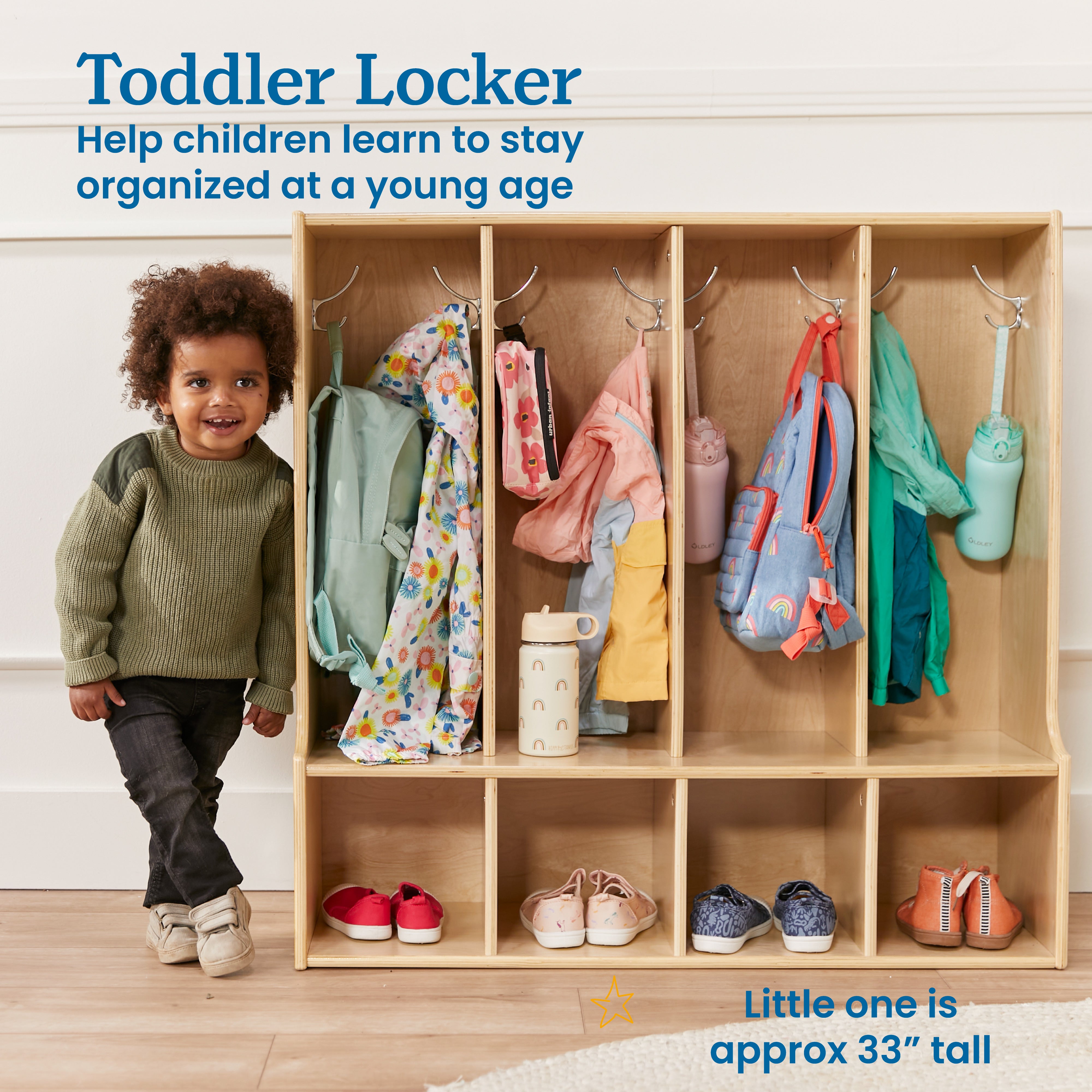 Streamline 4-Section Coat Locker with Bench, Toddler Size