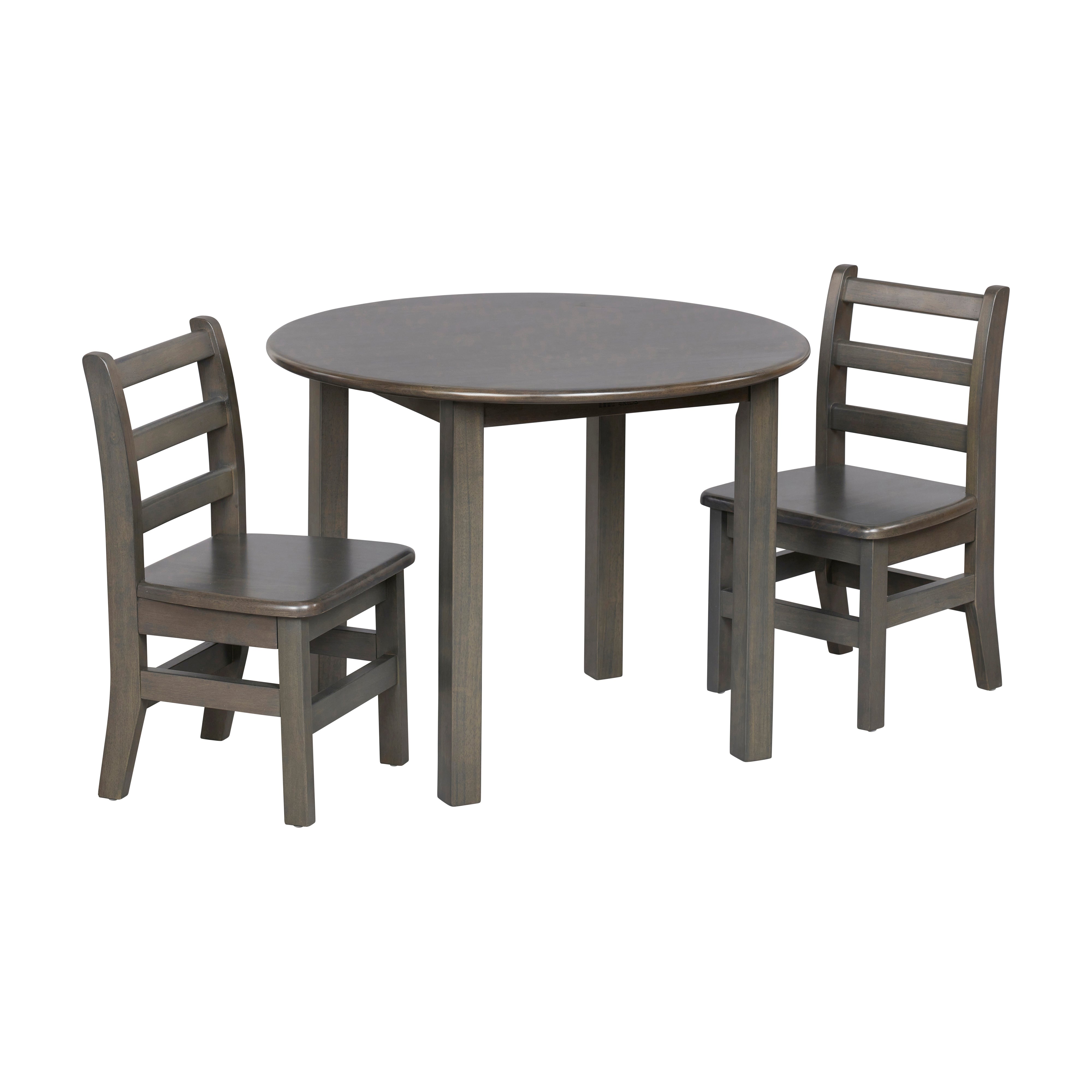 30in D Round Hardwood Table and Chair Set, 12in Seat Height, 3-Piece