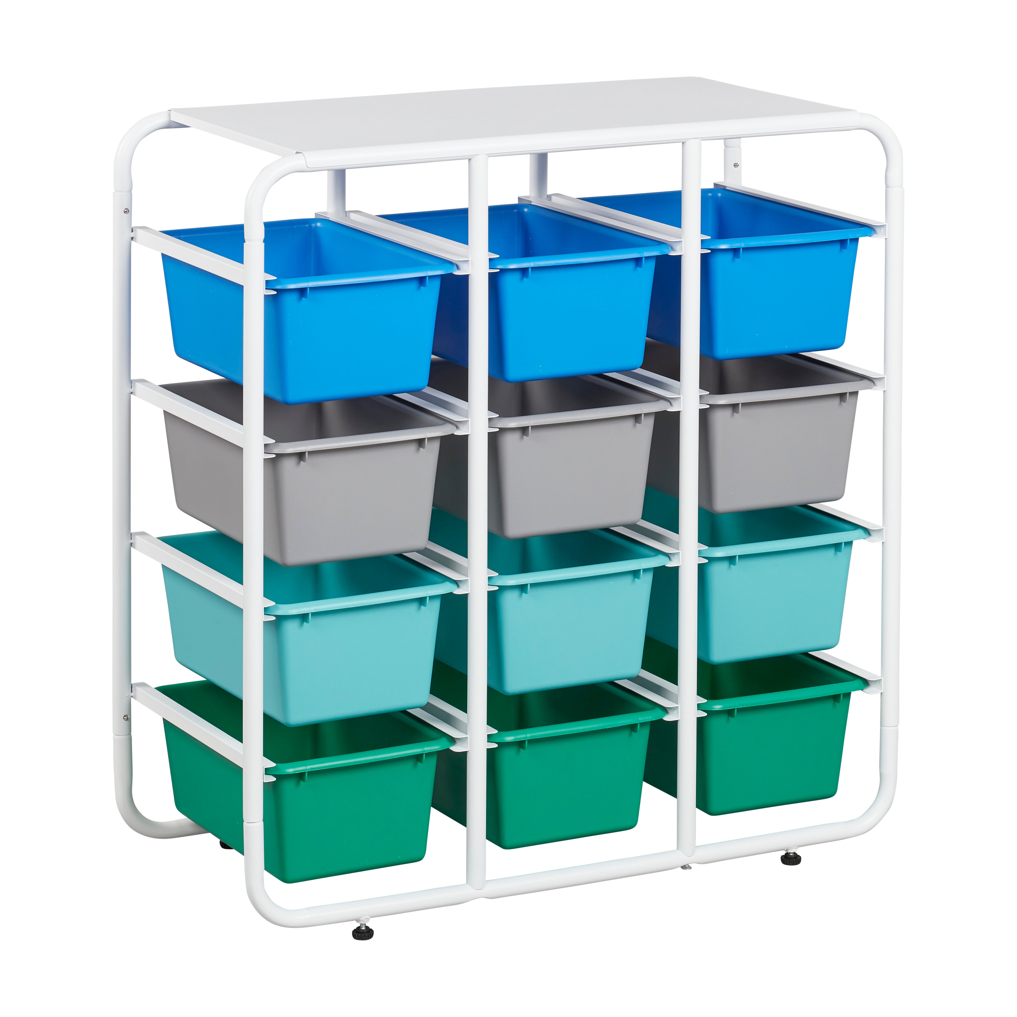 4-Tier Storage Rack with 12 Cubby Bins 4x3