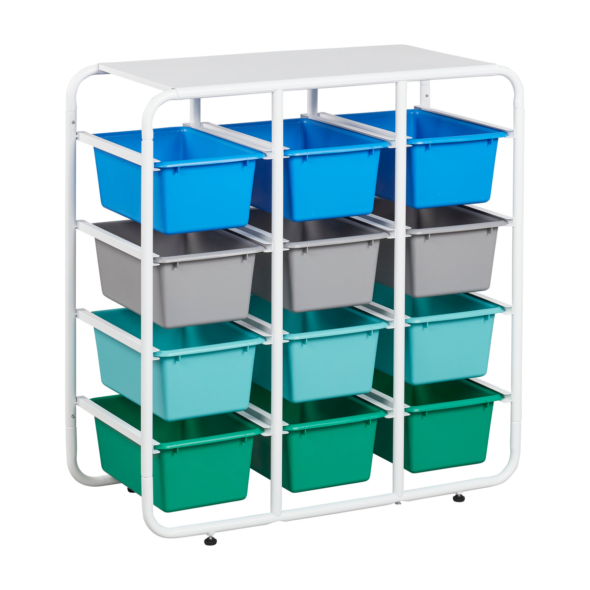 4-Tier Storage Rack with 12 Cubby Bins, 4x3