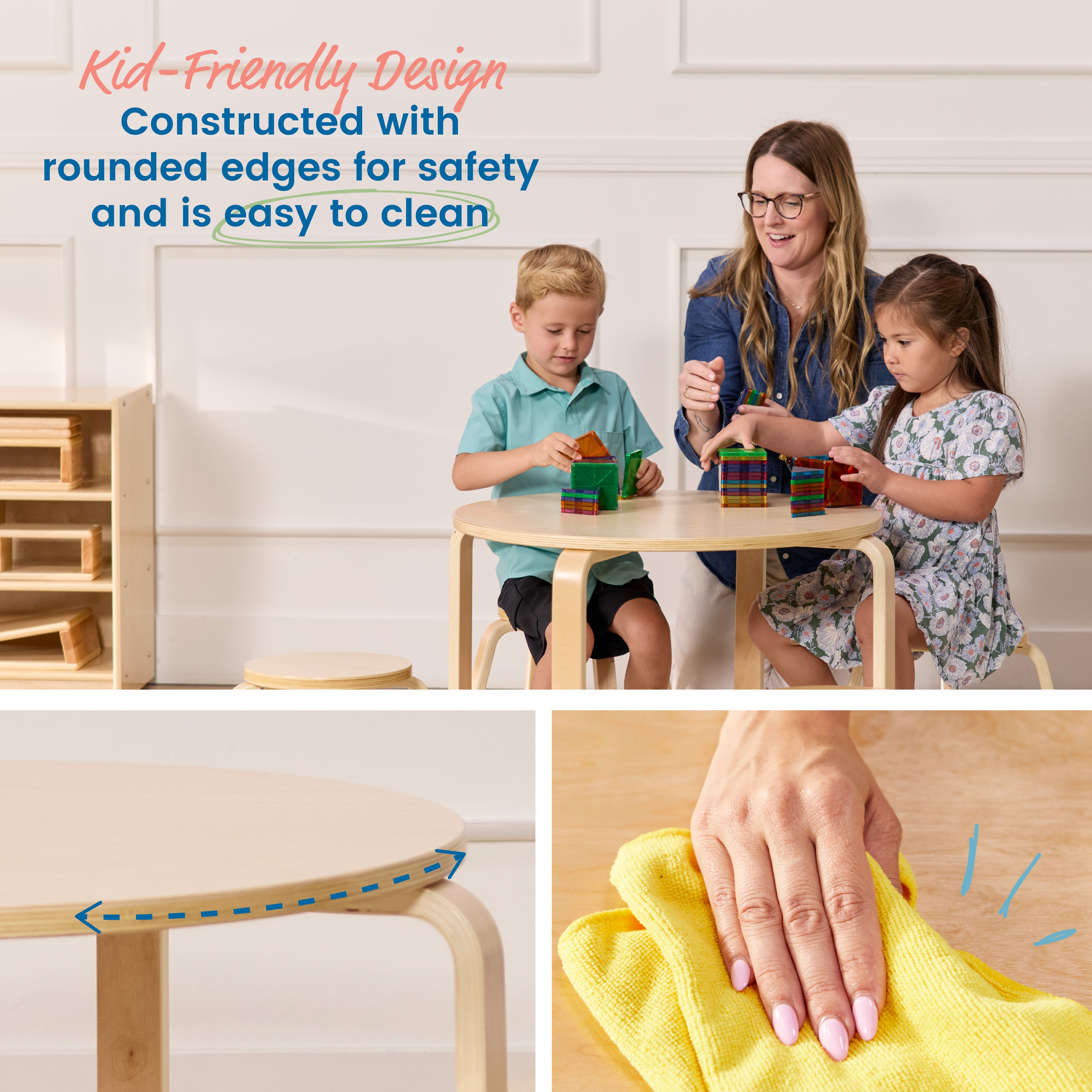 Bentwood Table and Stool Set, 5-Piece