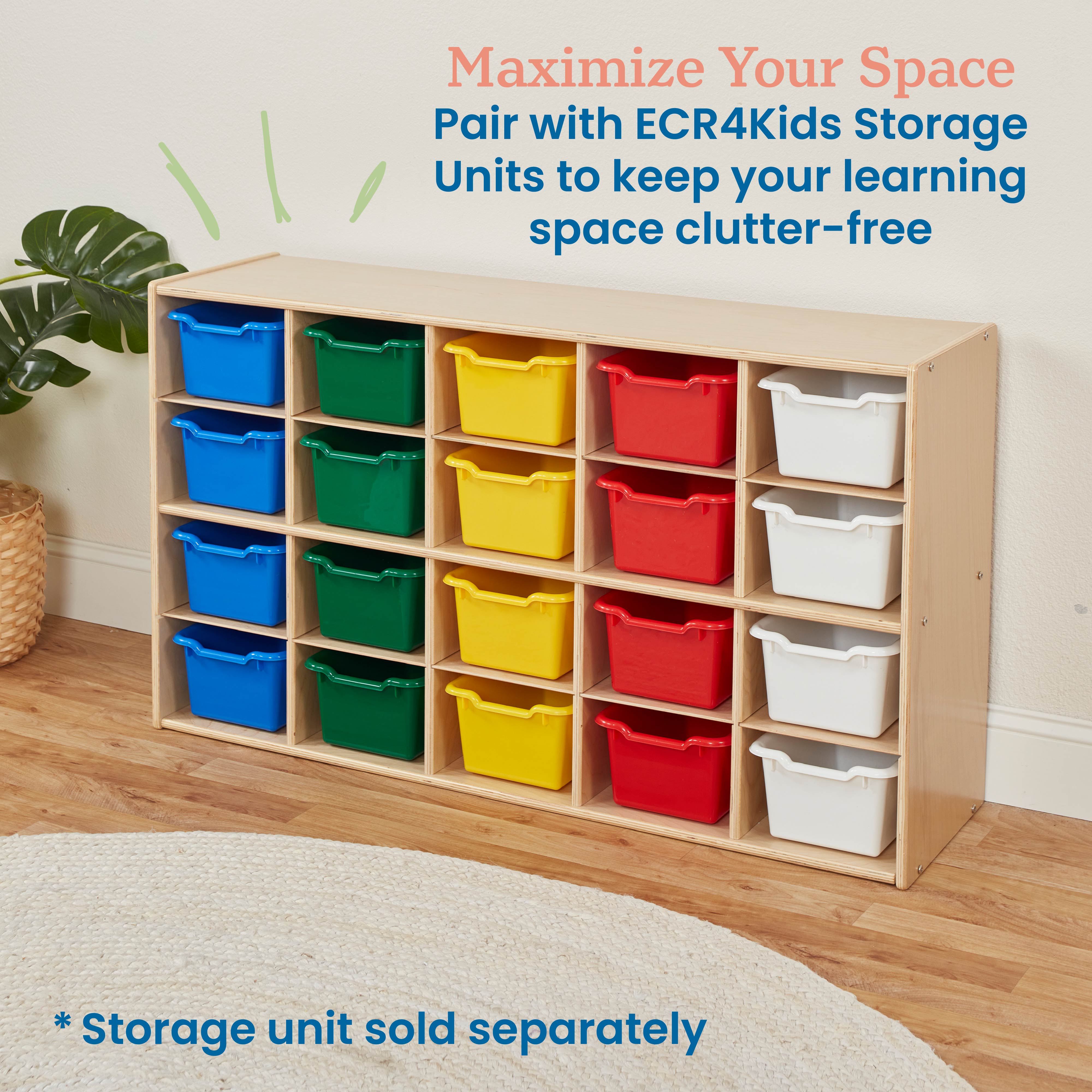 Scoop Front Plastic Storage Bins, 20-Piece