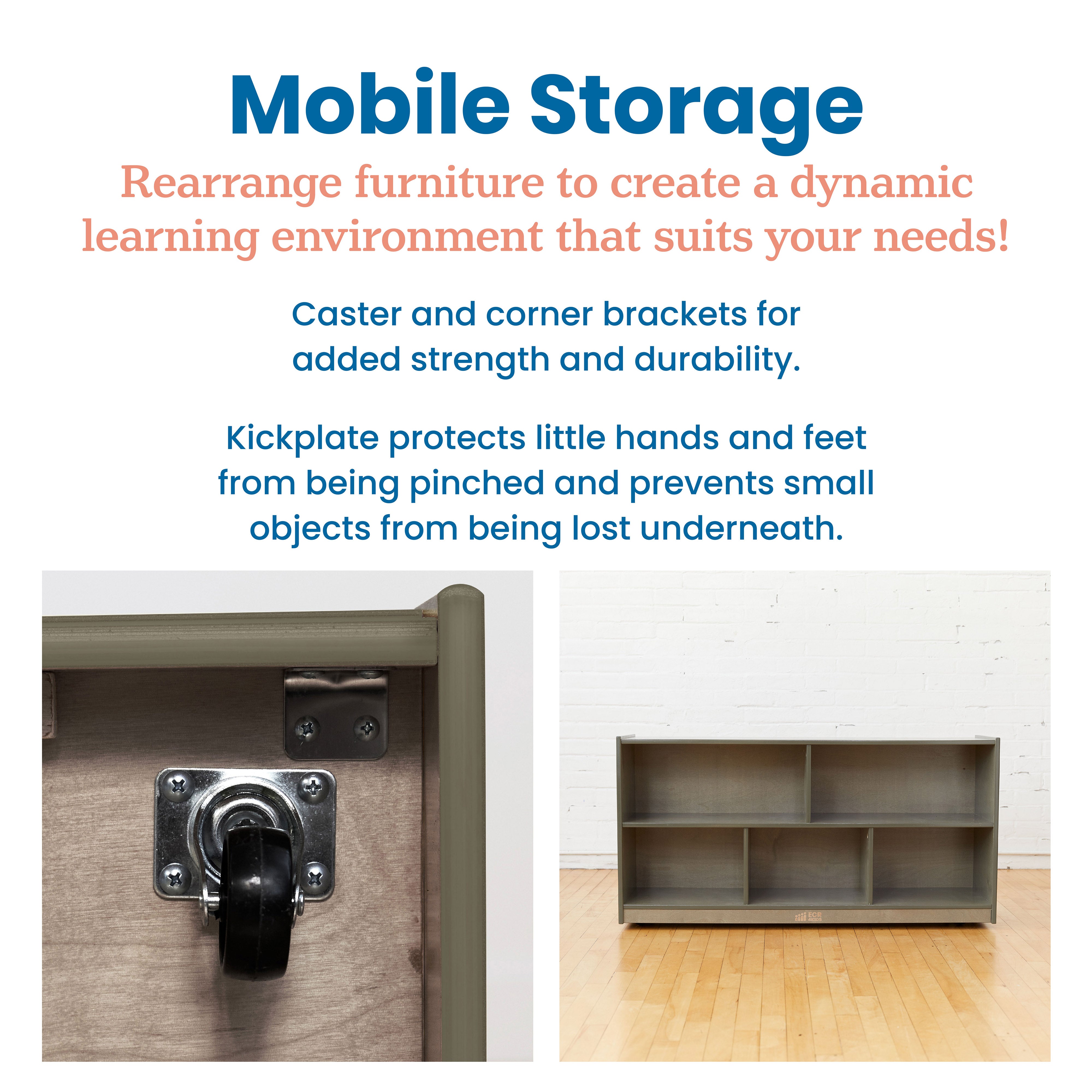 5-Compartment Mobile Storage Cabinet, Toddler