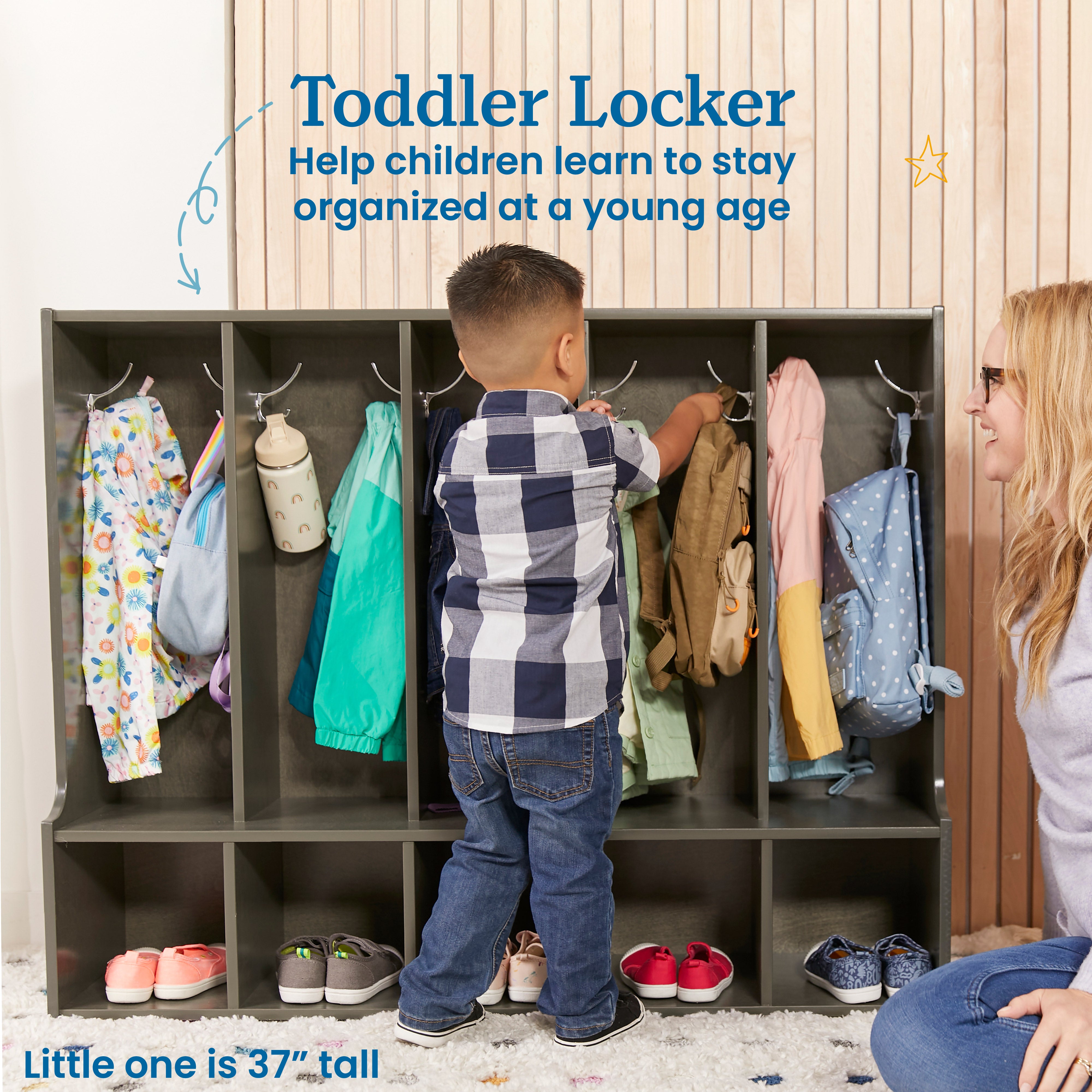Streamline 5-Section Toddler Coat Locker with Bench
