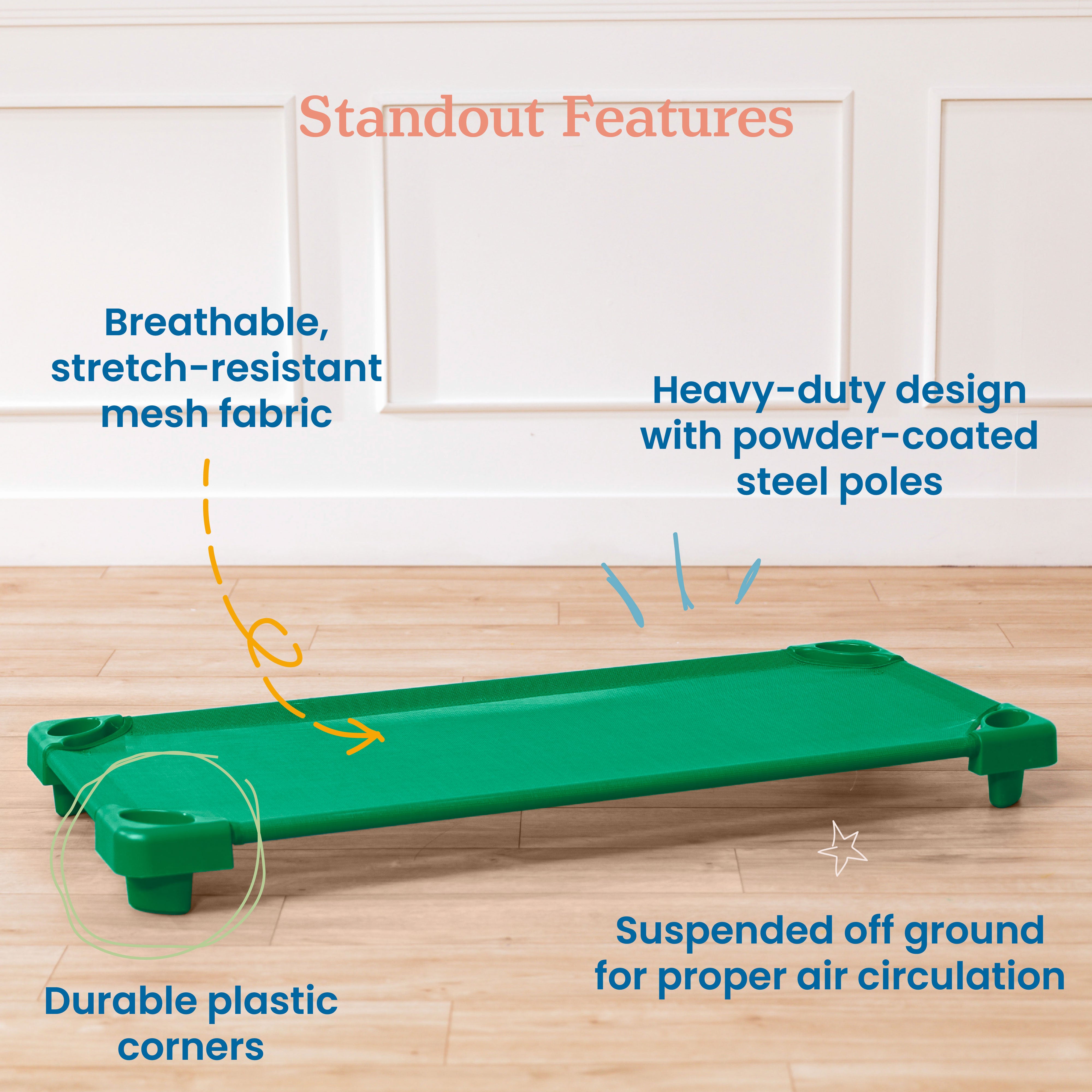 Stackable Kiddie Cots with Trolley, RTA, Standard, 6-Pack