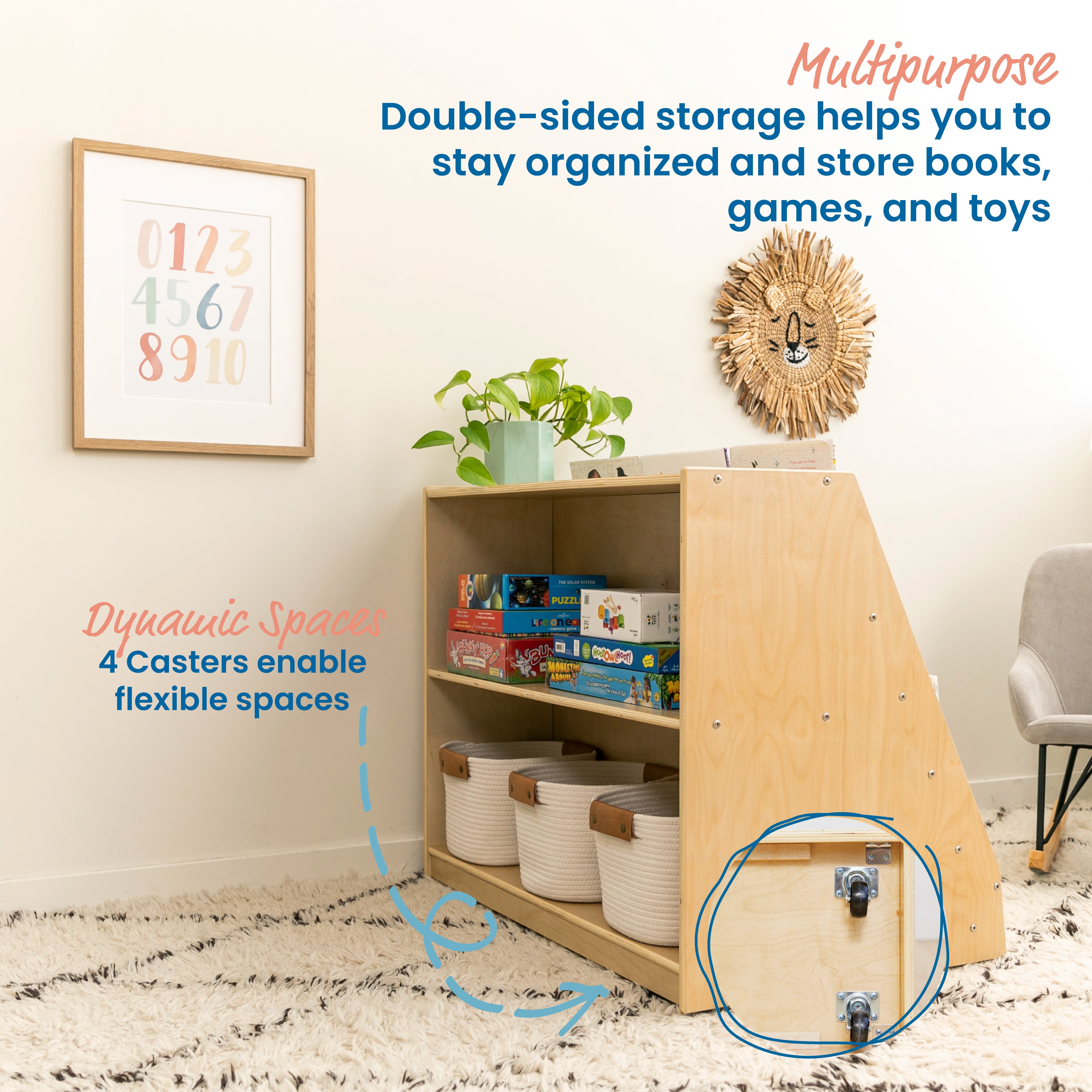 Double-Sided Mobile Book Display with Storage