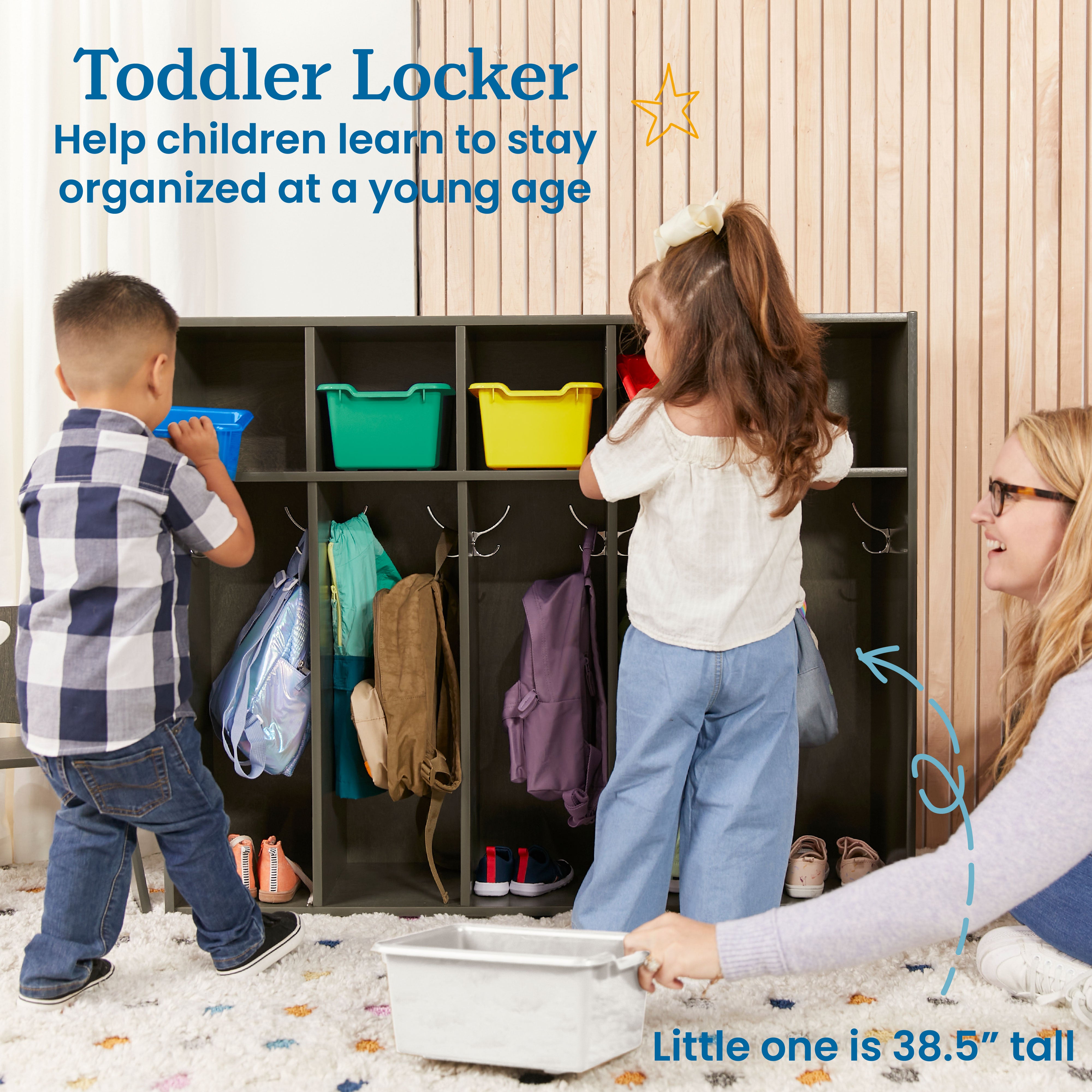 Streamline 5-Section Toddler Coat Locker with 5 Scoop Front Bins