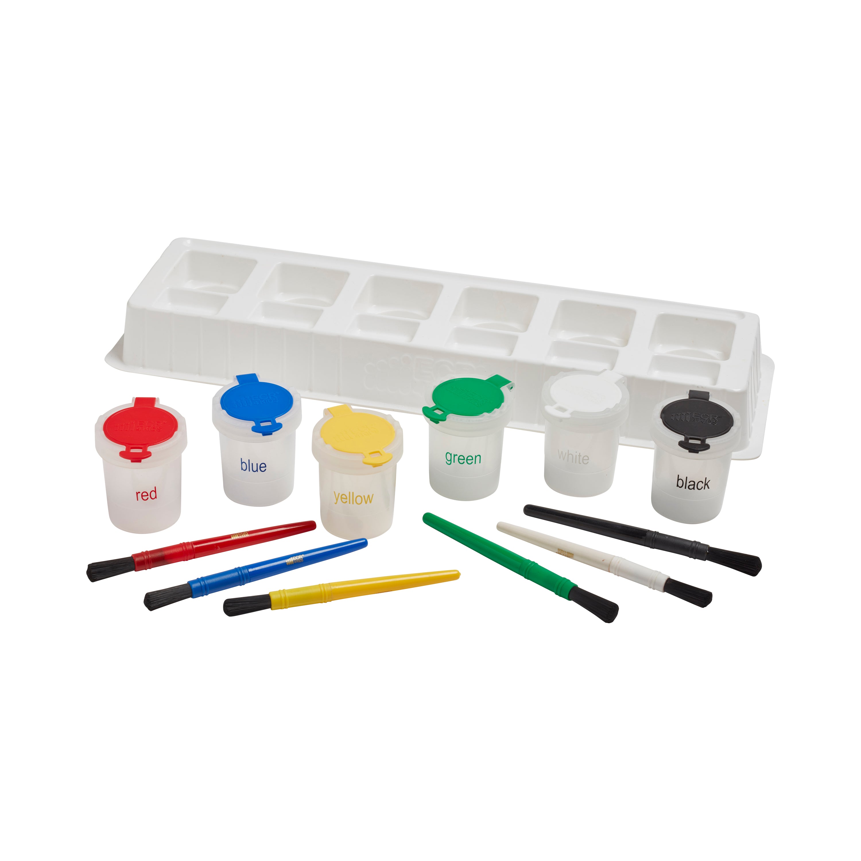 Mini Trilingual Paint Cups and Brushes, 13-Piece