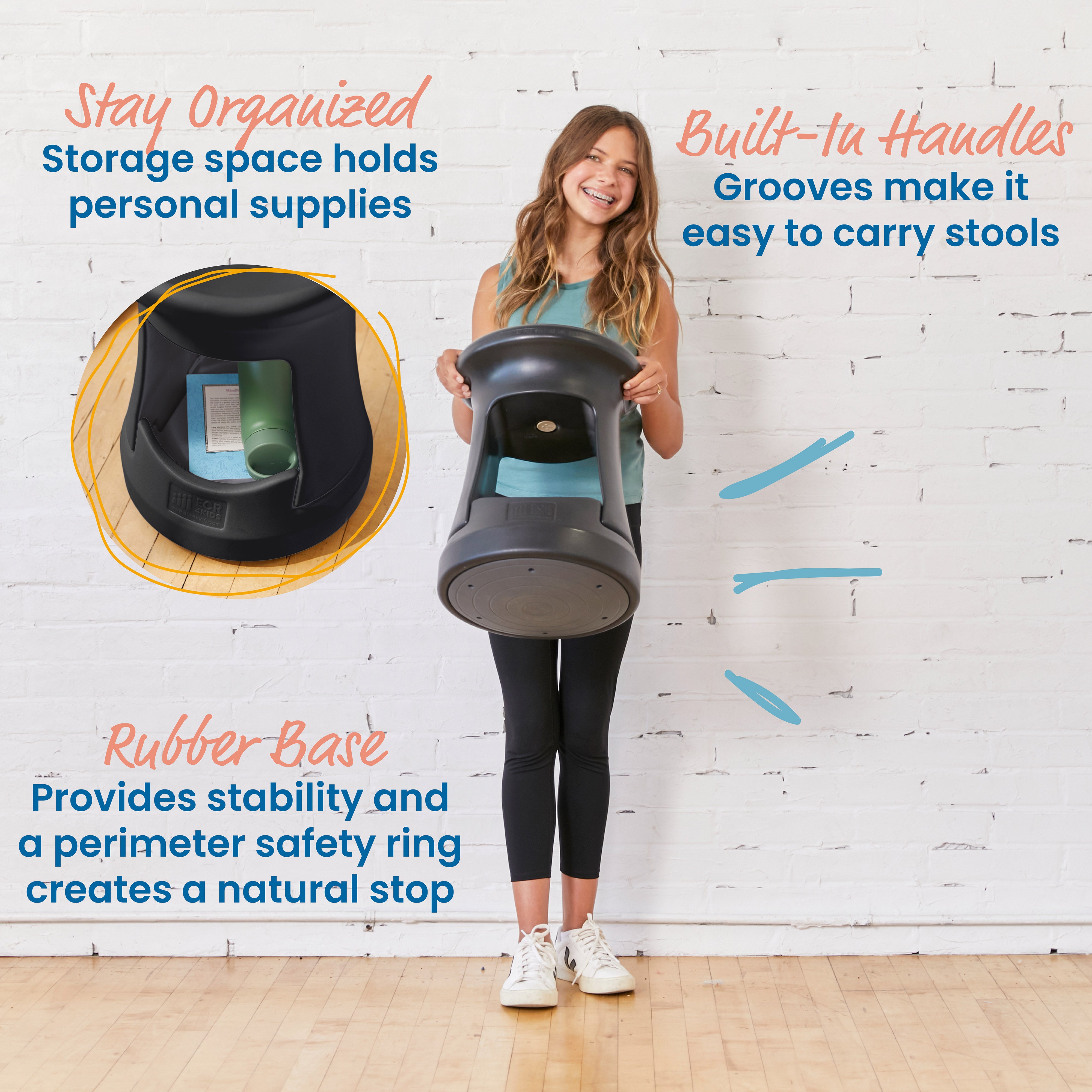 Storage Wobble Stool, 18in Seat Height