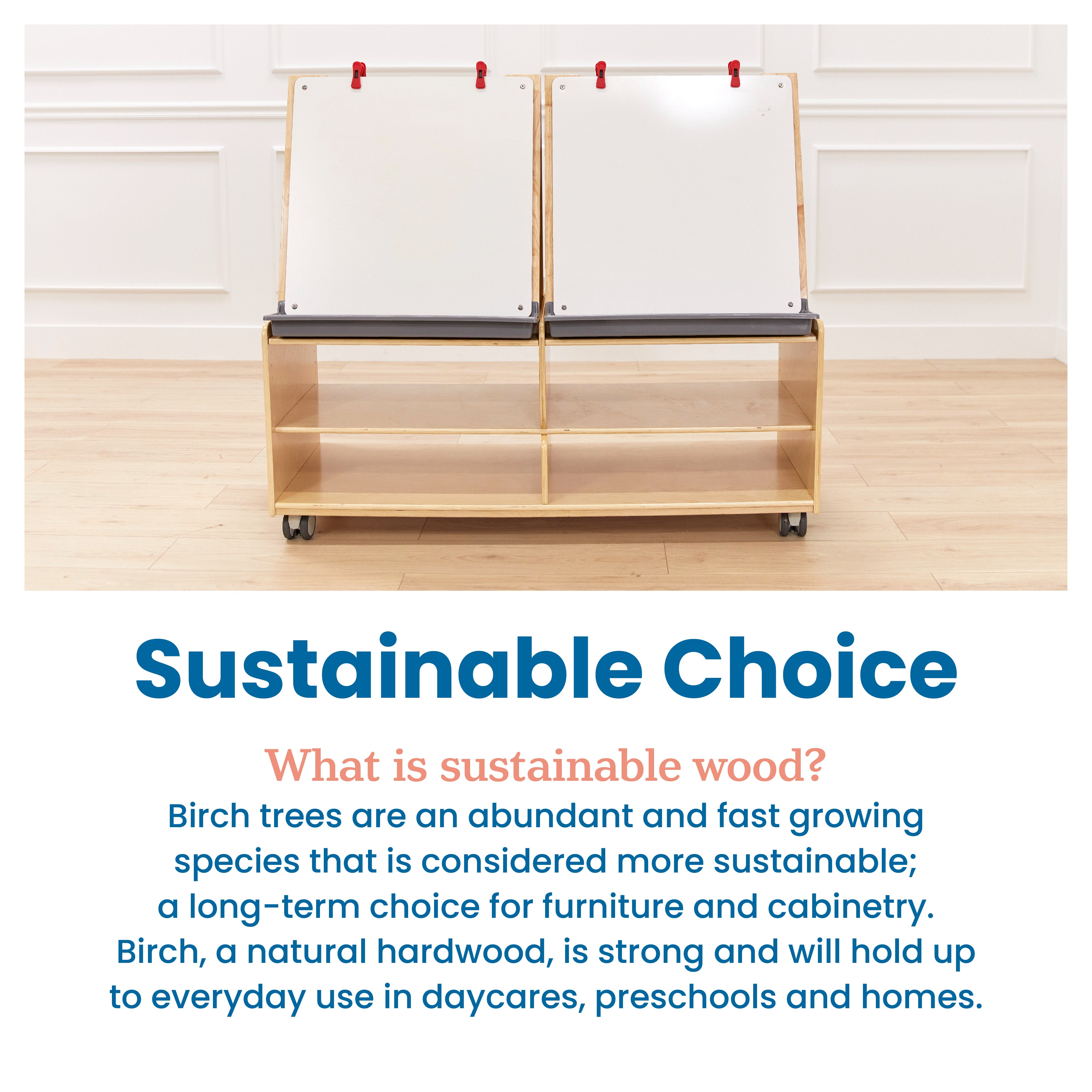Double-Sided Mobile Art Easel with Storage and Clips