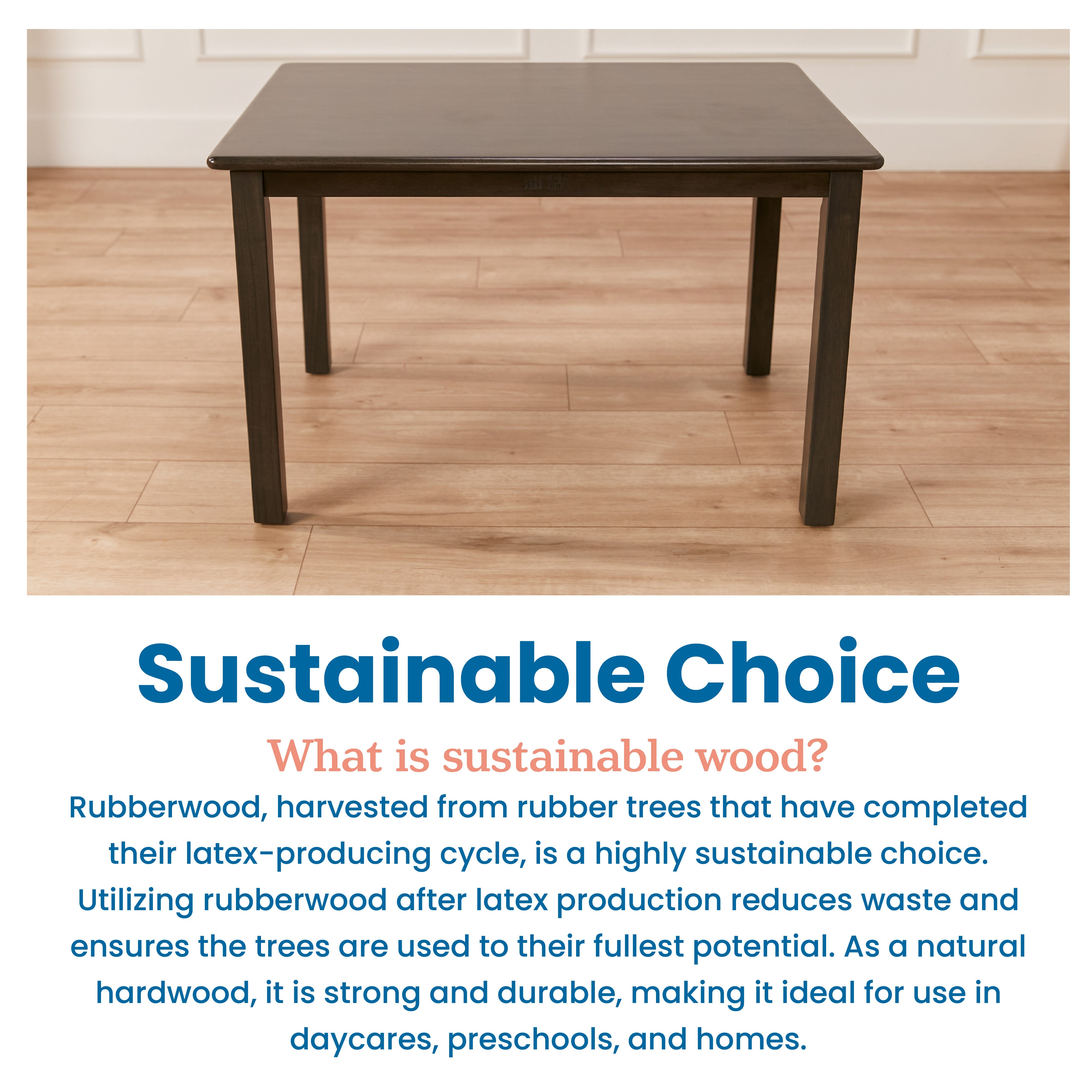 24in x 36in Rectangular Hardwood Table with 22in Legs