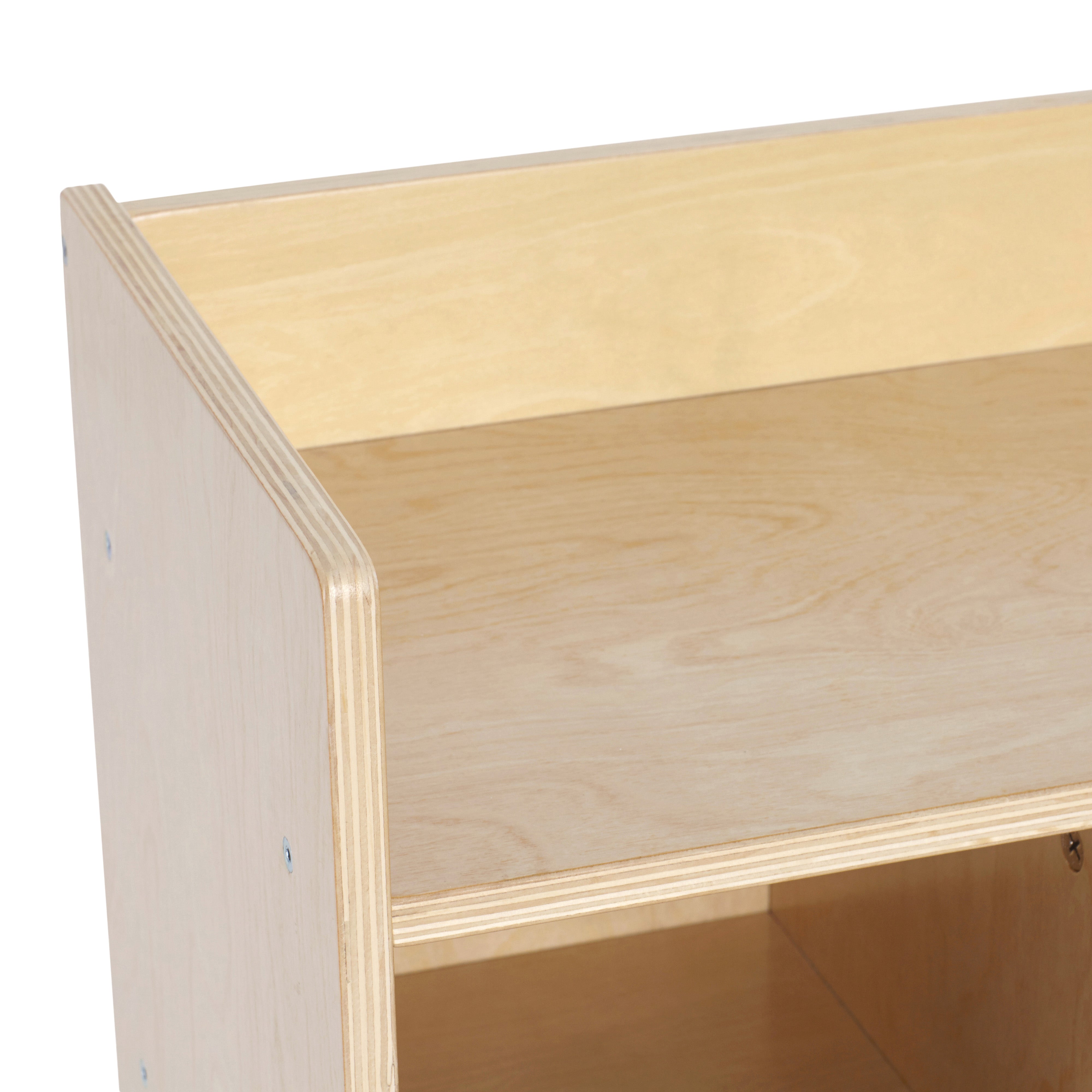 10-Section Hanging Coat Locker with Shelf and Scoop Front Storage Bins, Natural