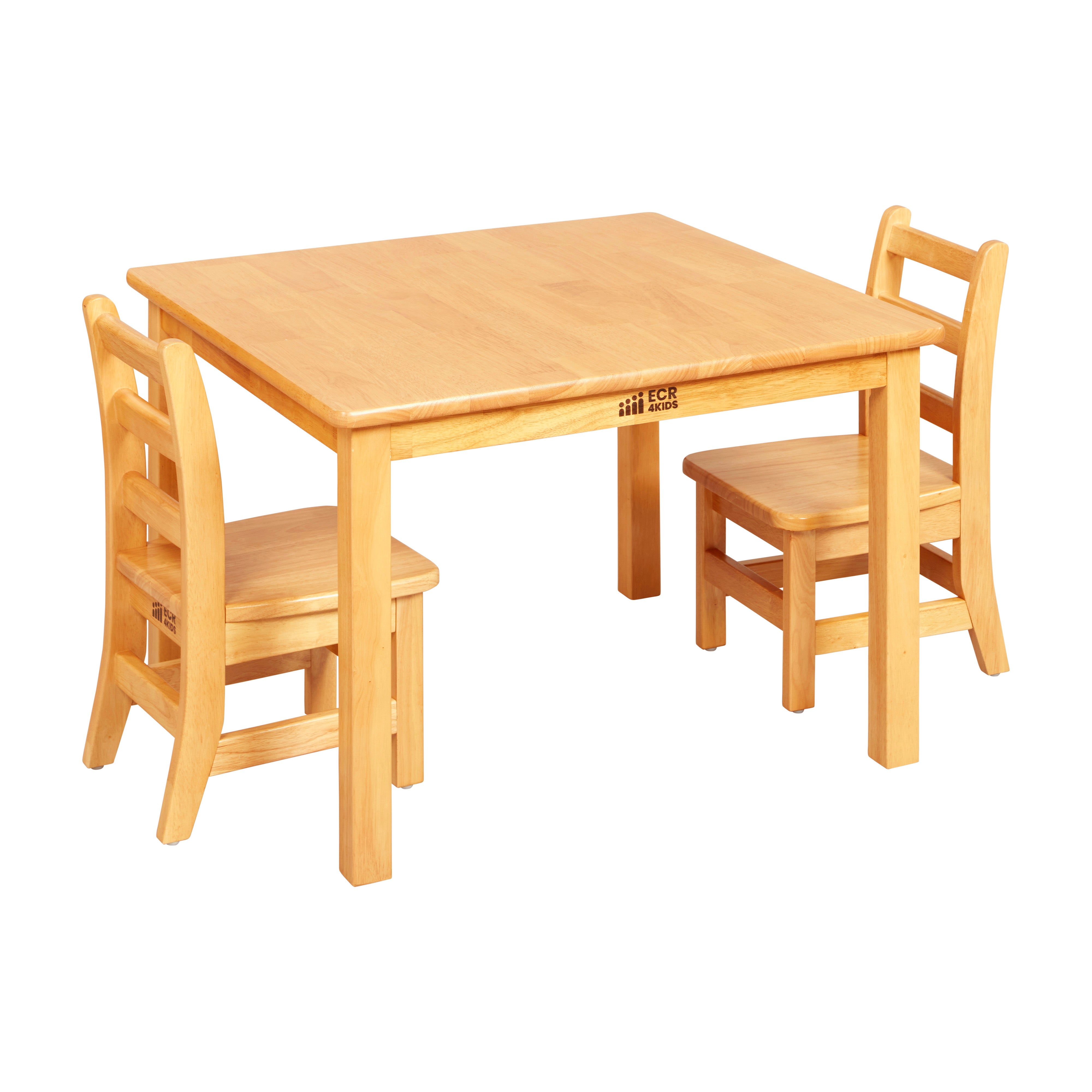 30in x 30in Square Hardwood Table with 20in Legs and Two 10in Chairs