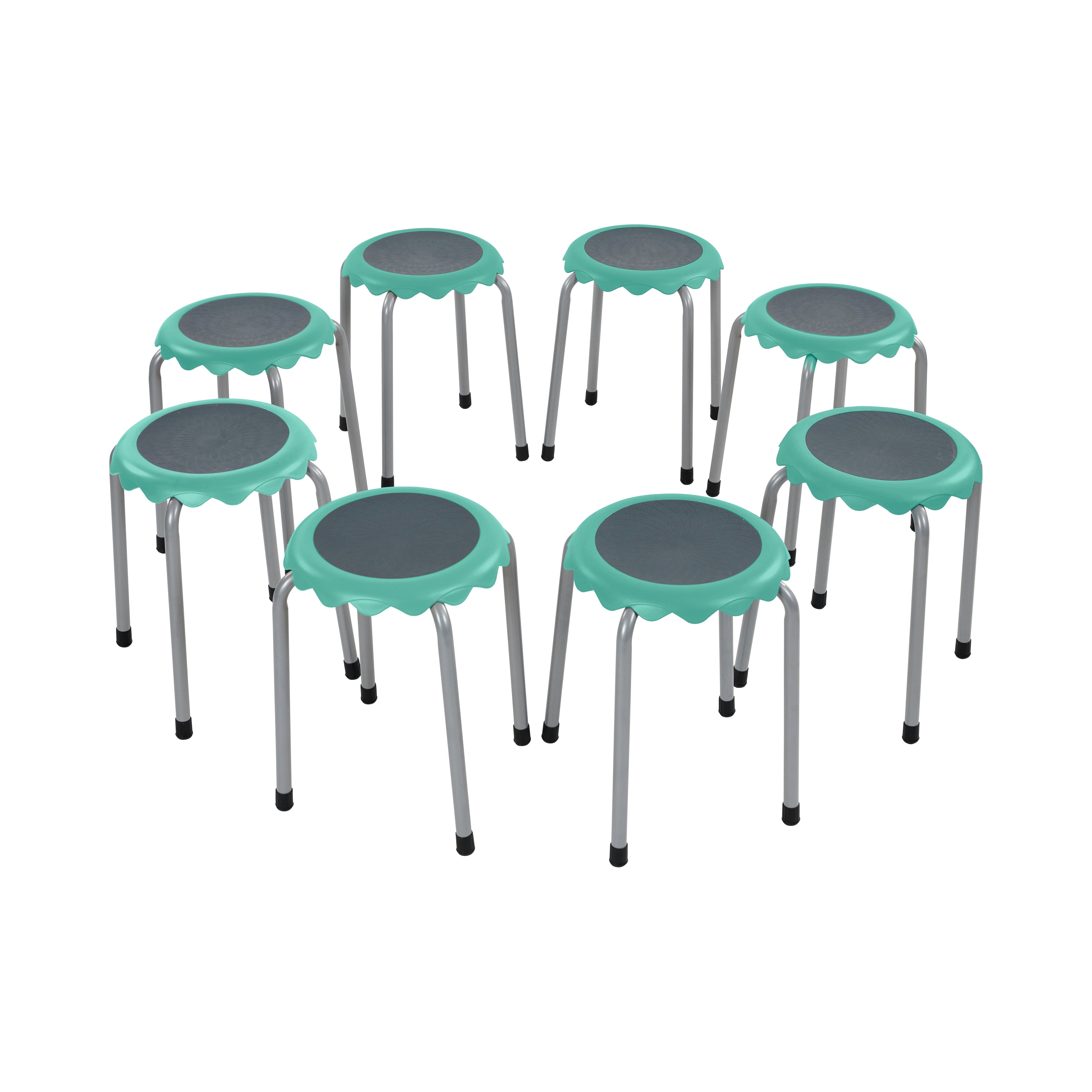 Daisy Stackable Stool with Glides Seating Set, 8-Piece
