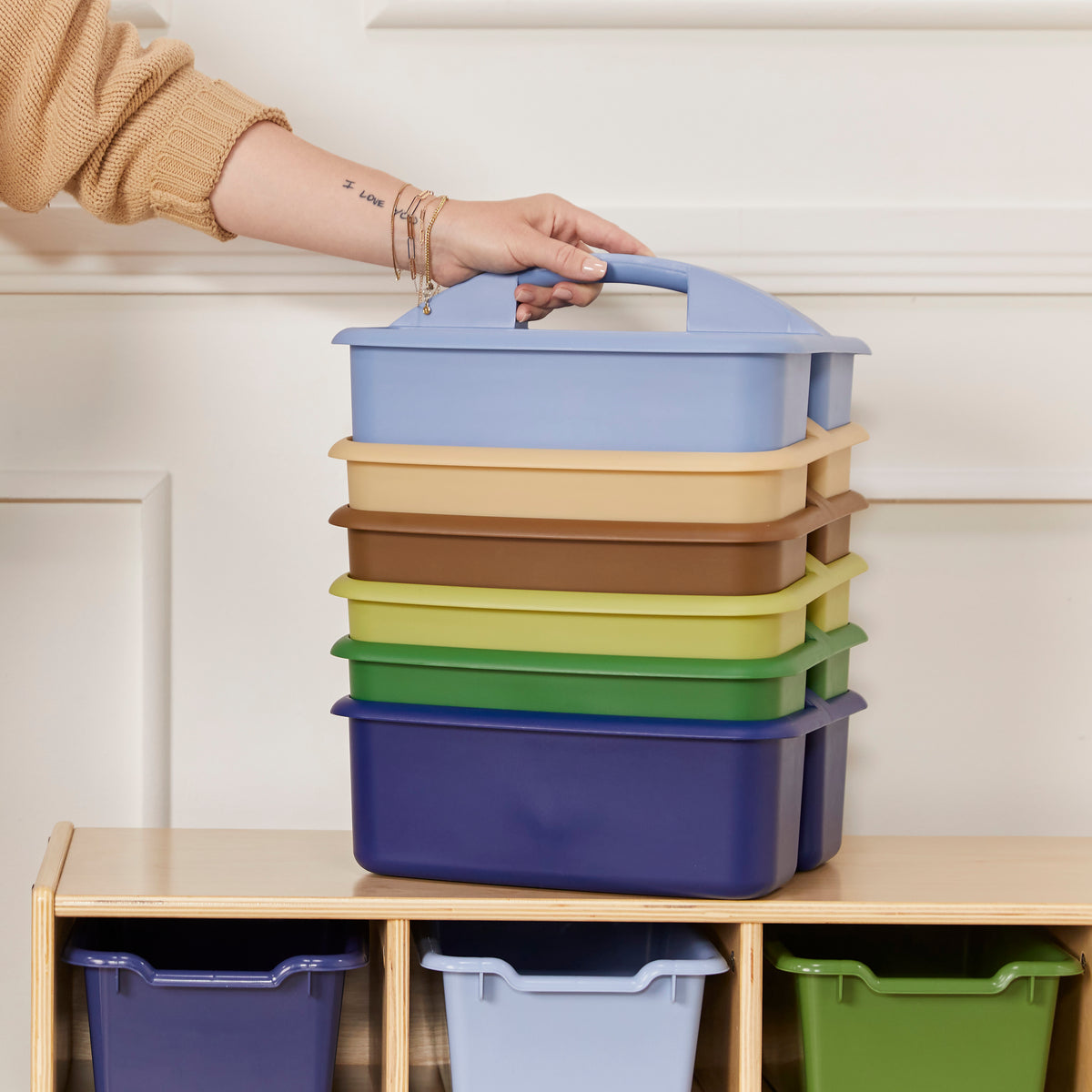 2-Compartment Large Plastic Caddy, 6-Pack