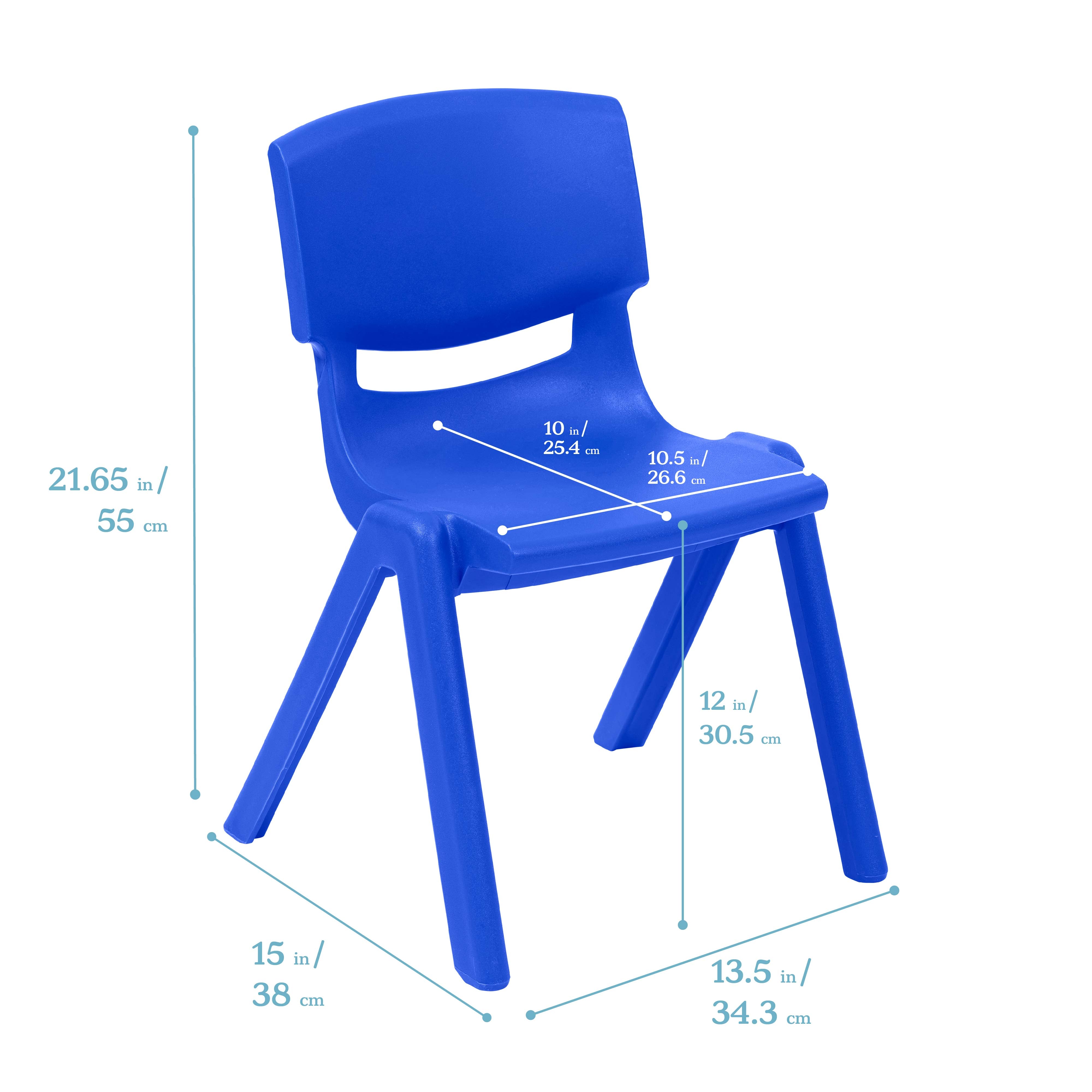 12in Plastic School Stack Chair, 4-Pack