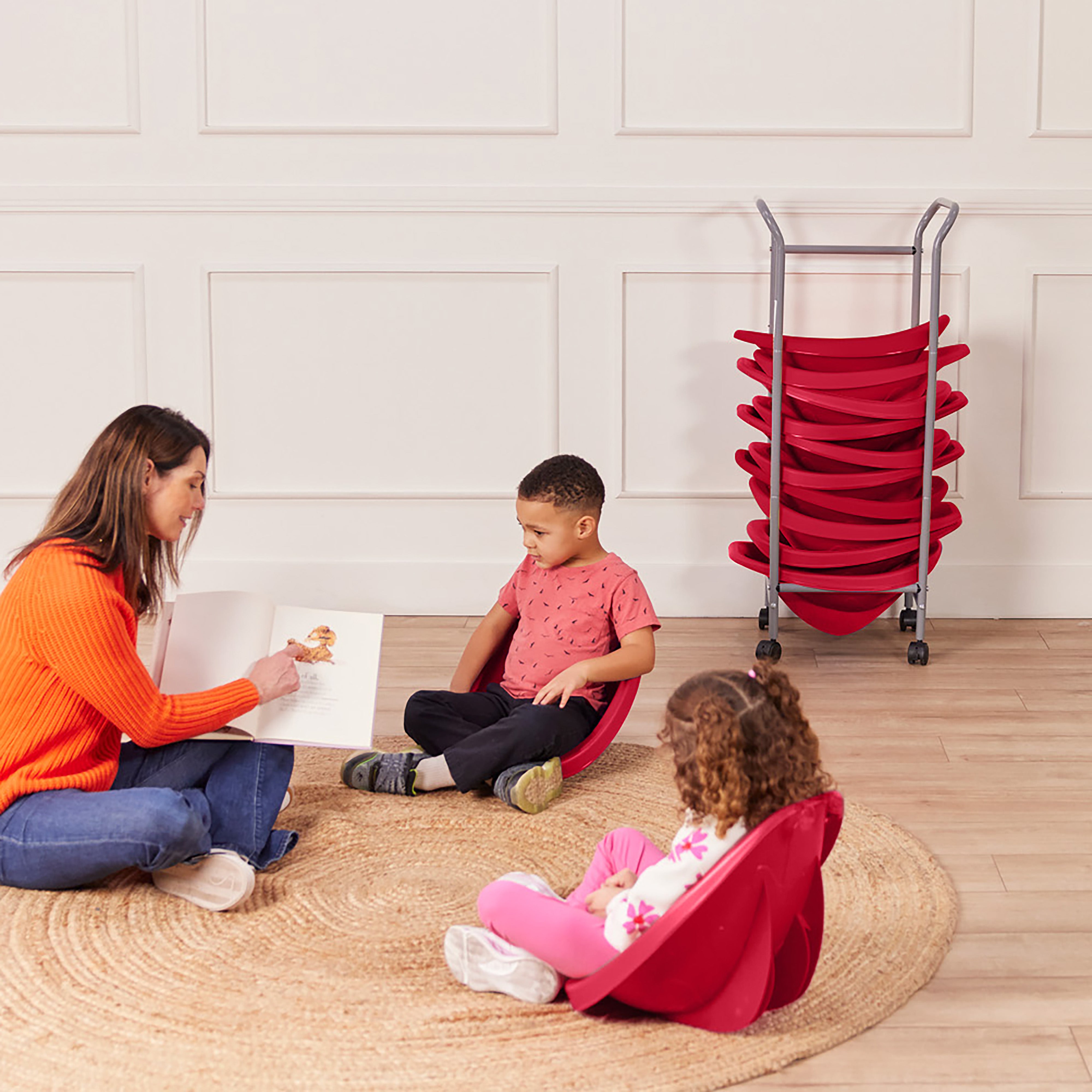 Leaf Floor Seats with Mobile Leaf Seat Cart, 12-Piece