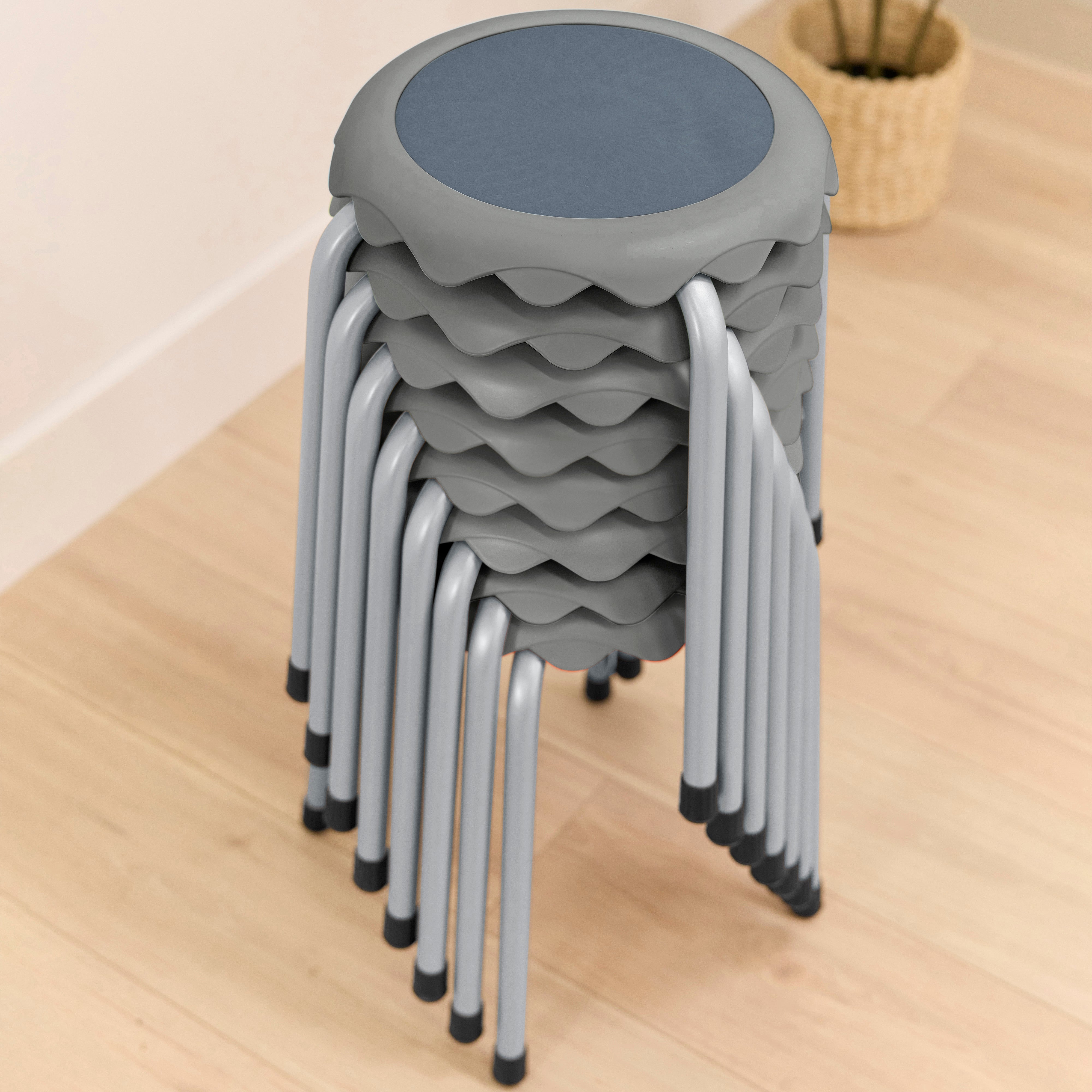 Blossom Stackable Plastic Stools, 8-Piece