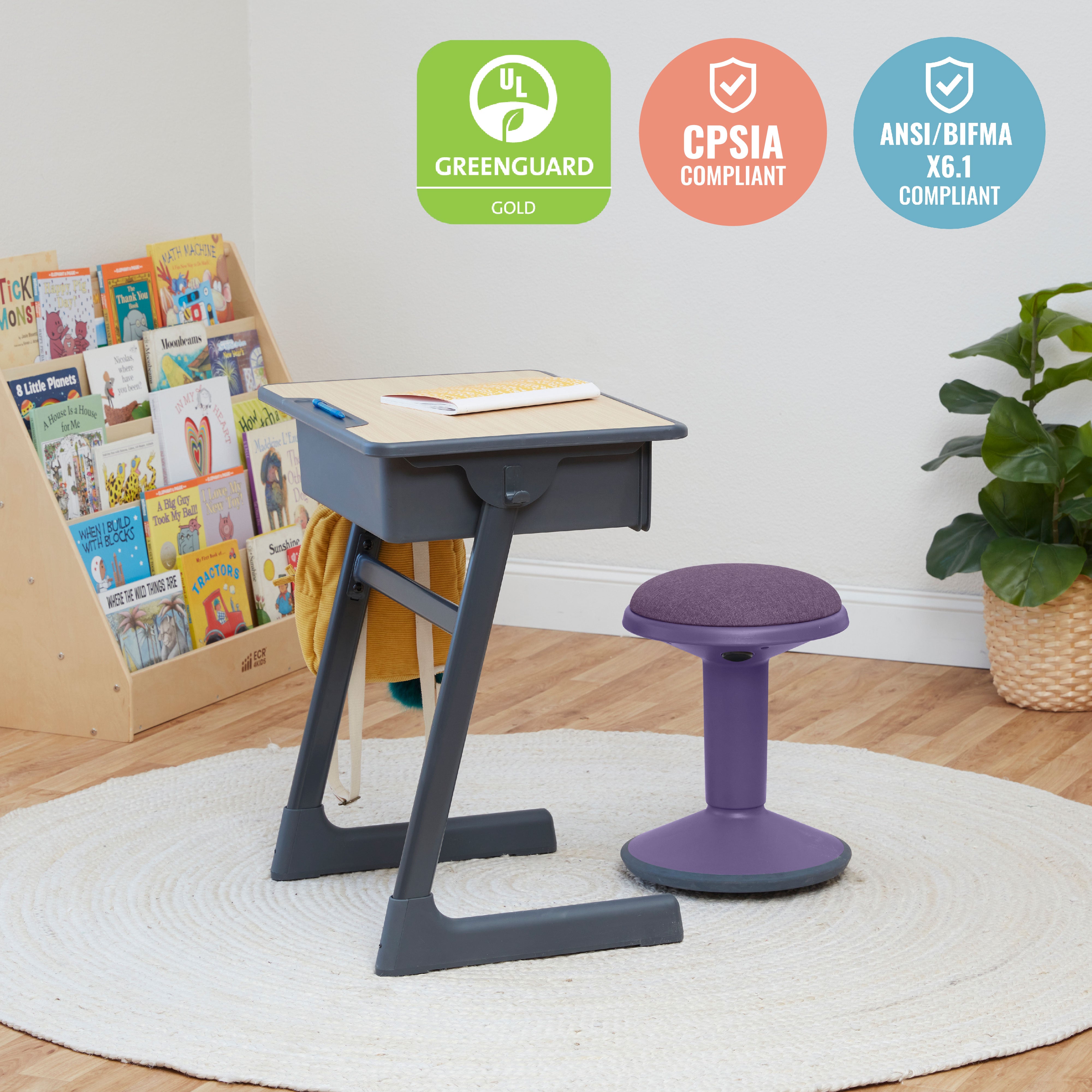 Sitwell Wobble Stool with Cushion, Adjustable Height