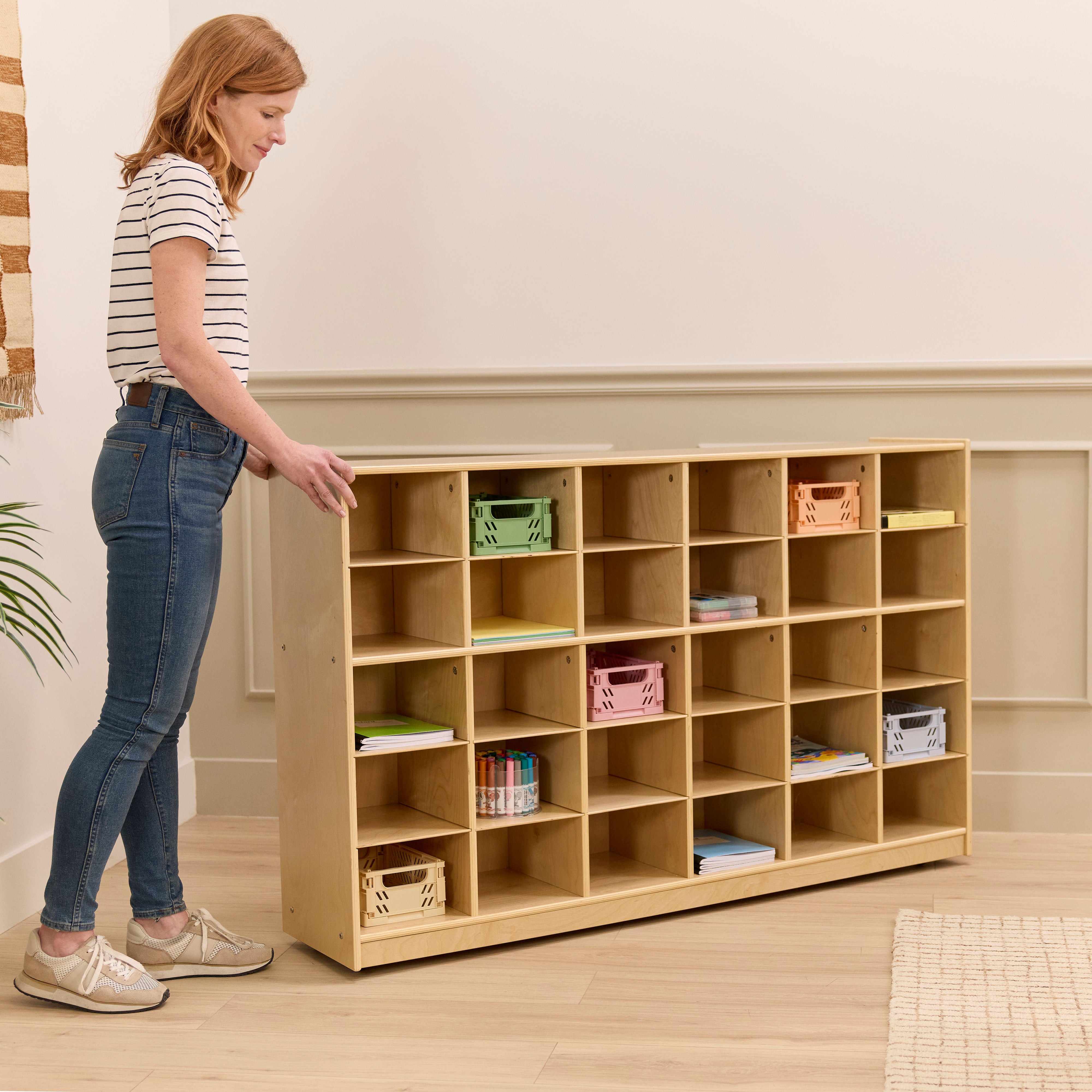 30-Compartment Mobile Cubby Storage Cabinet, 5x6