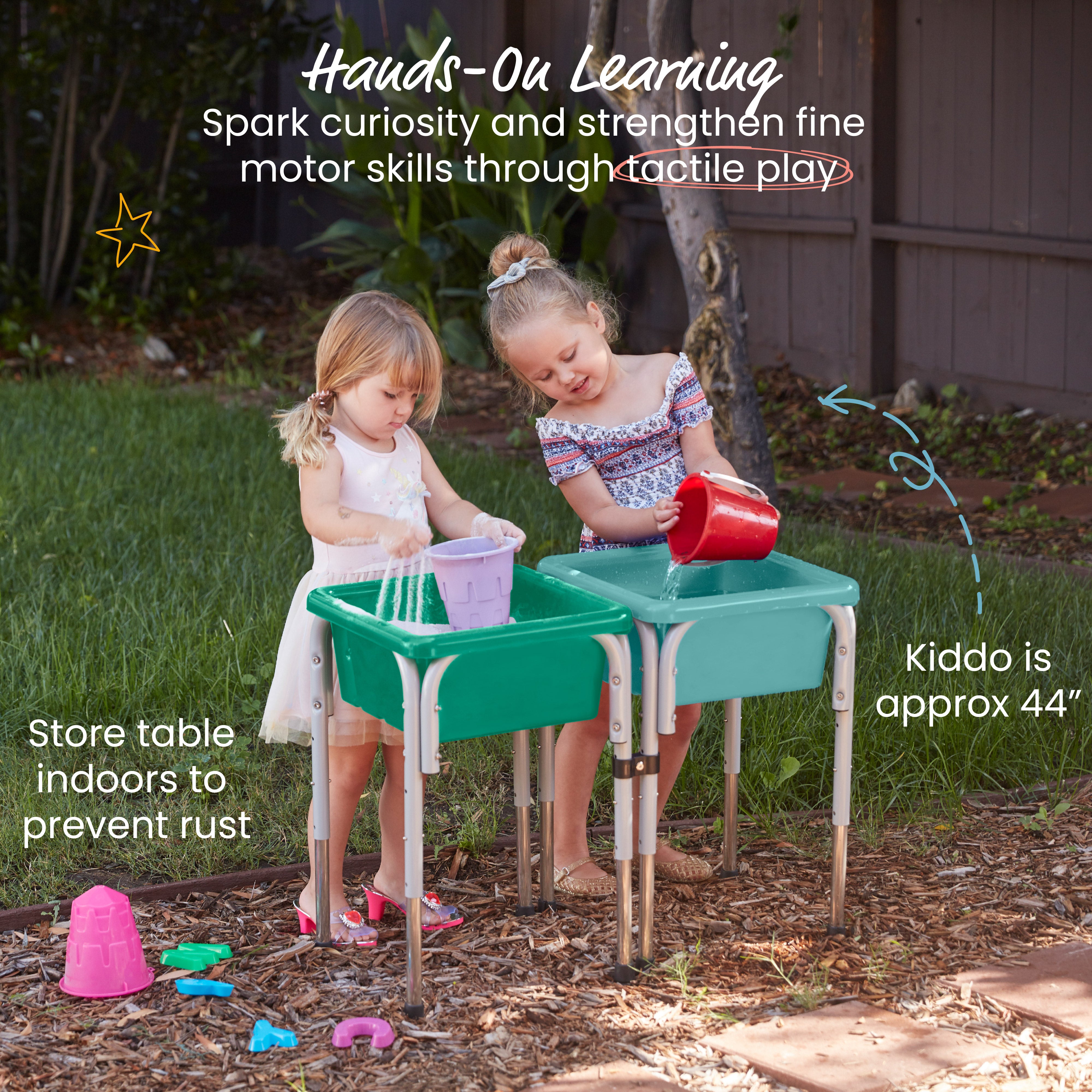 2-Station Sand and Water Adjustable Play Table, Sensory Bins