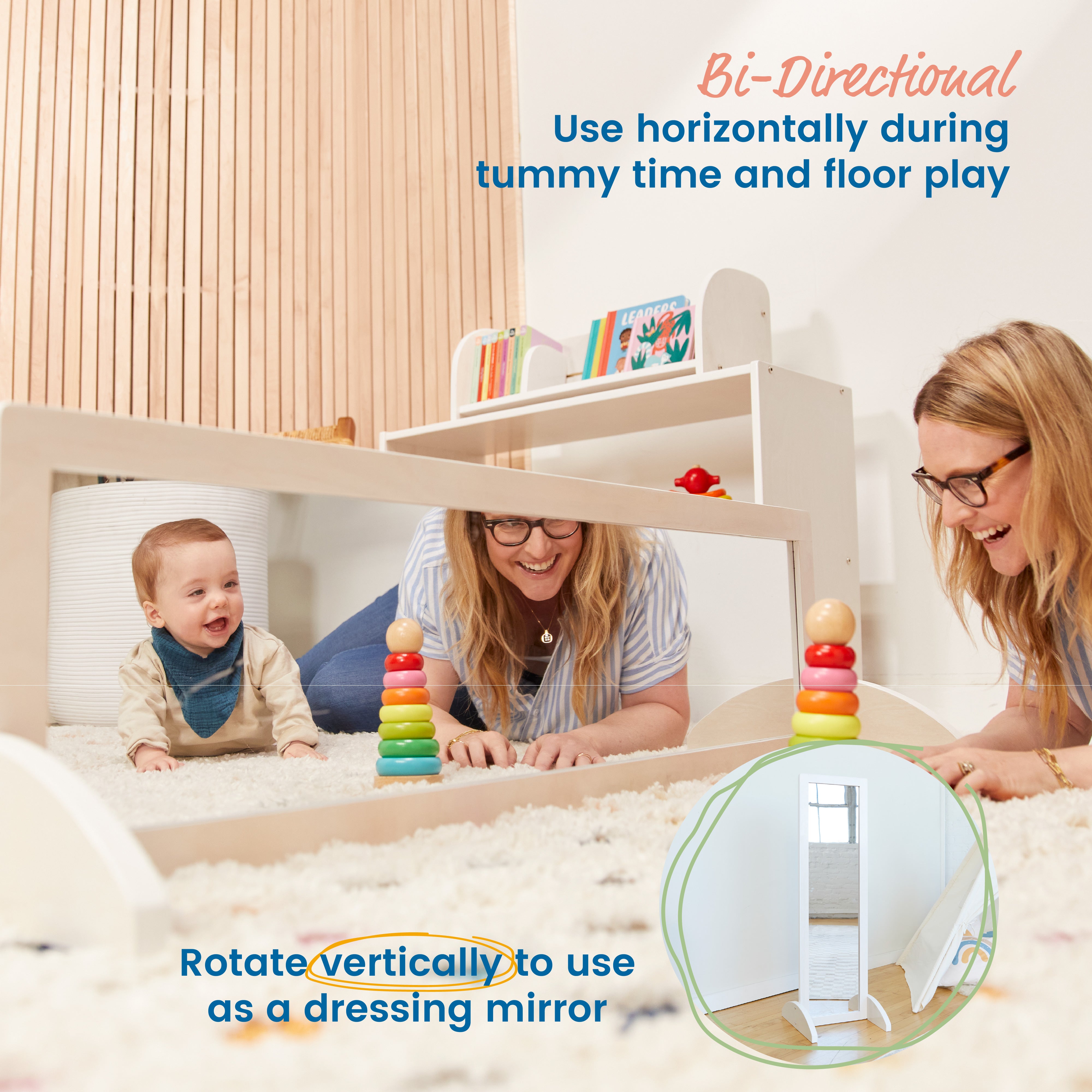 Wooden Single-Sided Bi-Directional Mirror