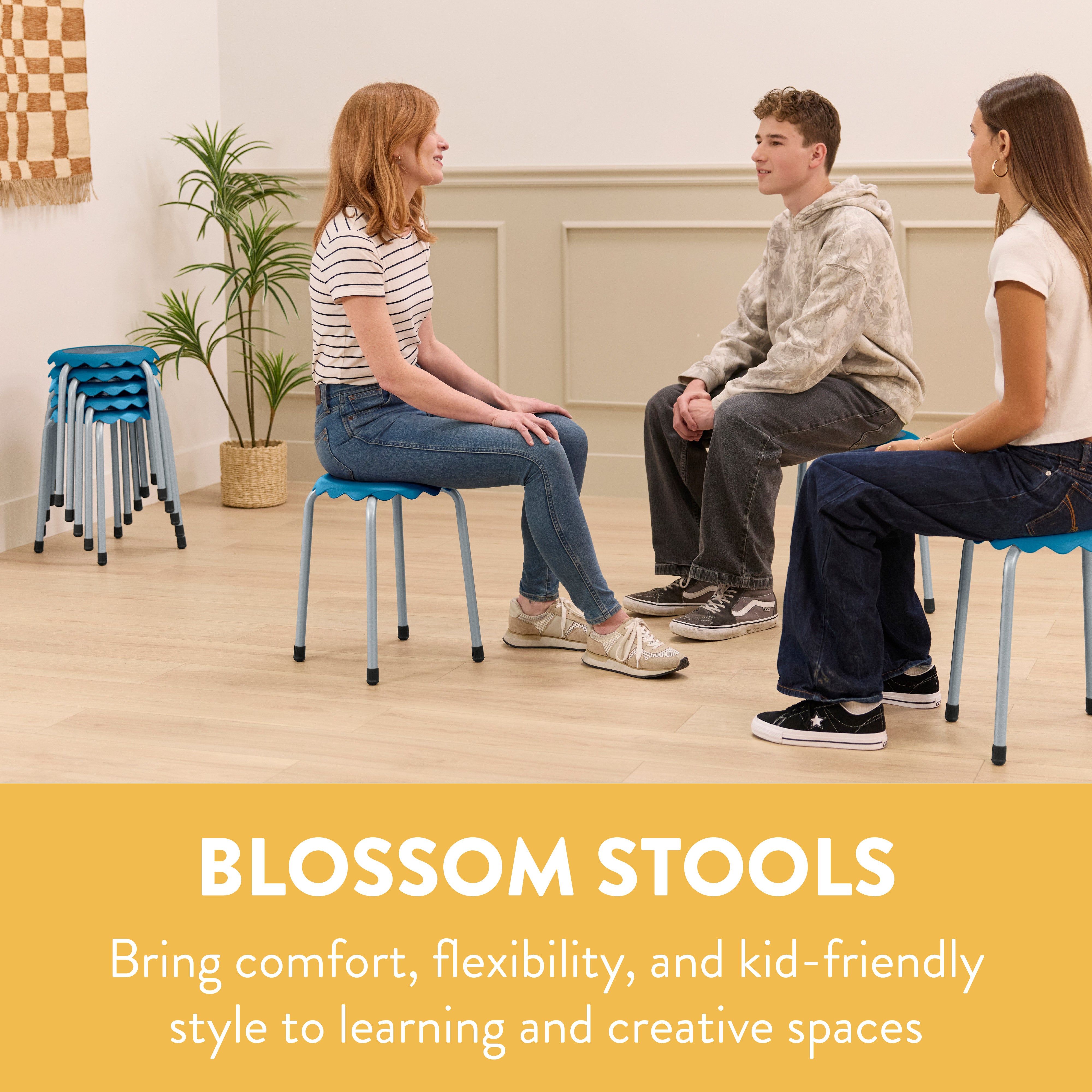 Blossom Stackable Plastic Stools, 8-Piece