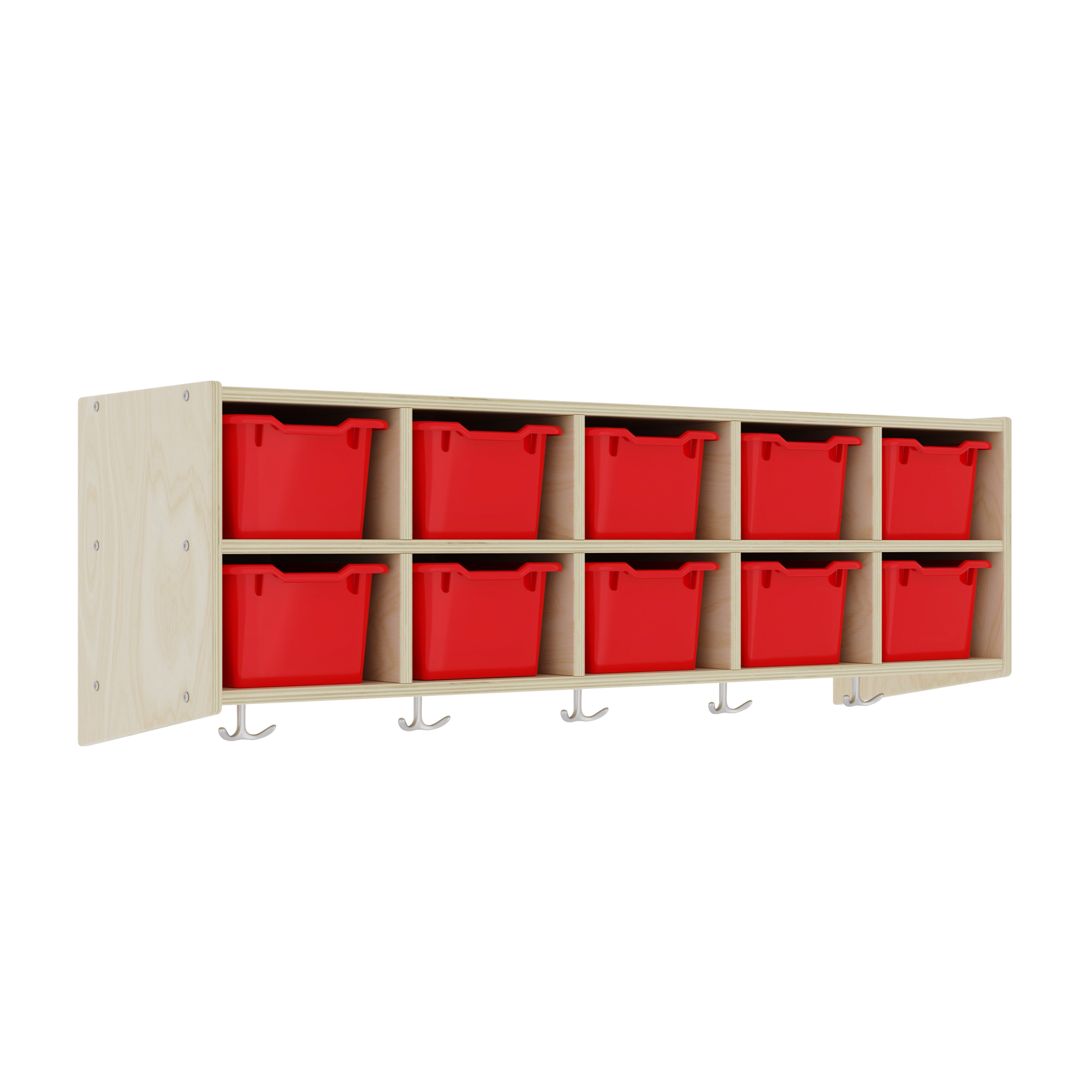 Streamline 10-Section Hanging Coat Locker with Scoop Front Storage Bins