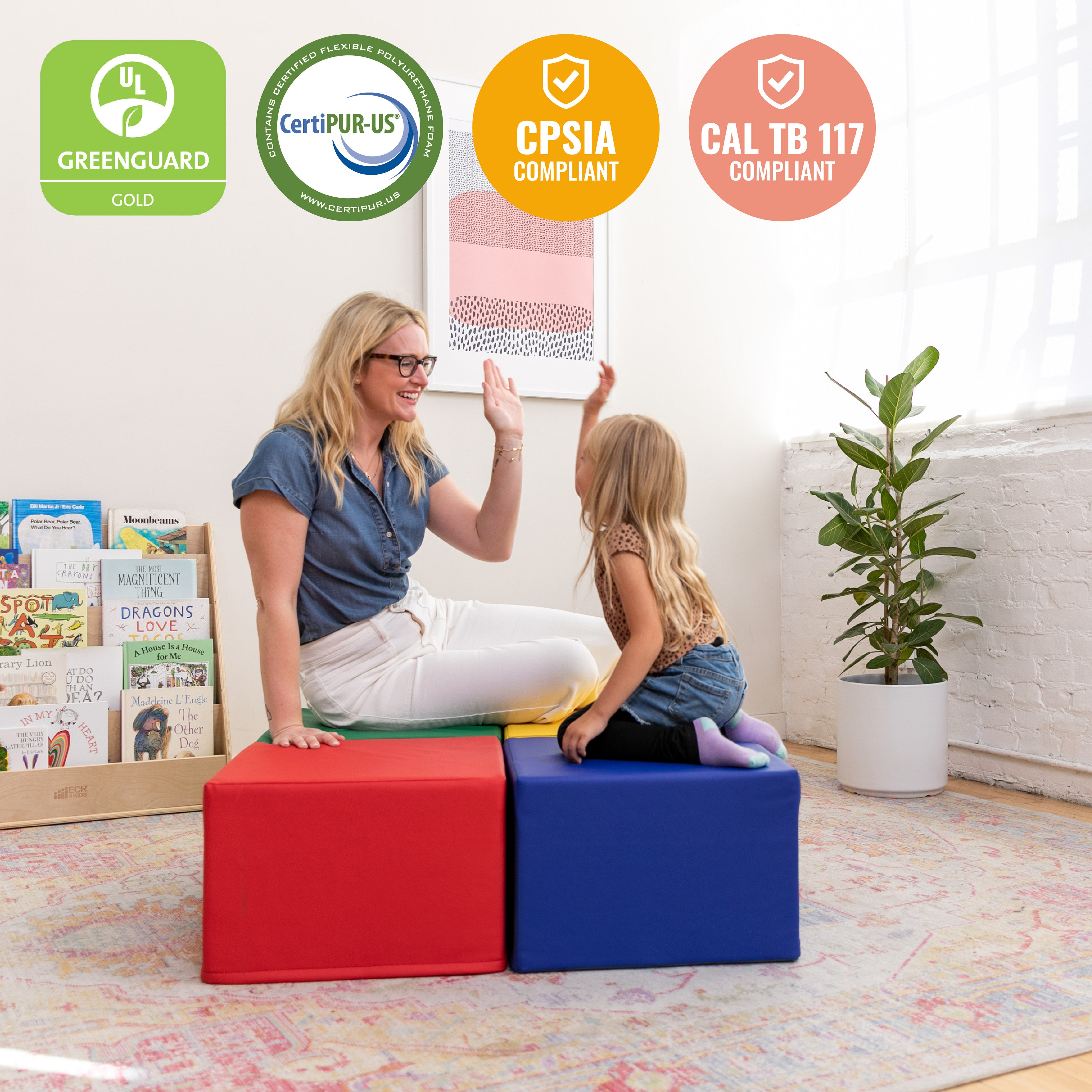 SoftZone Foam Ottoman Set, Square, 4-Piece